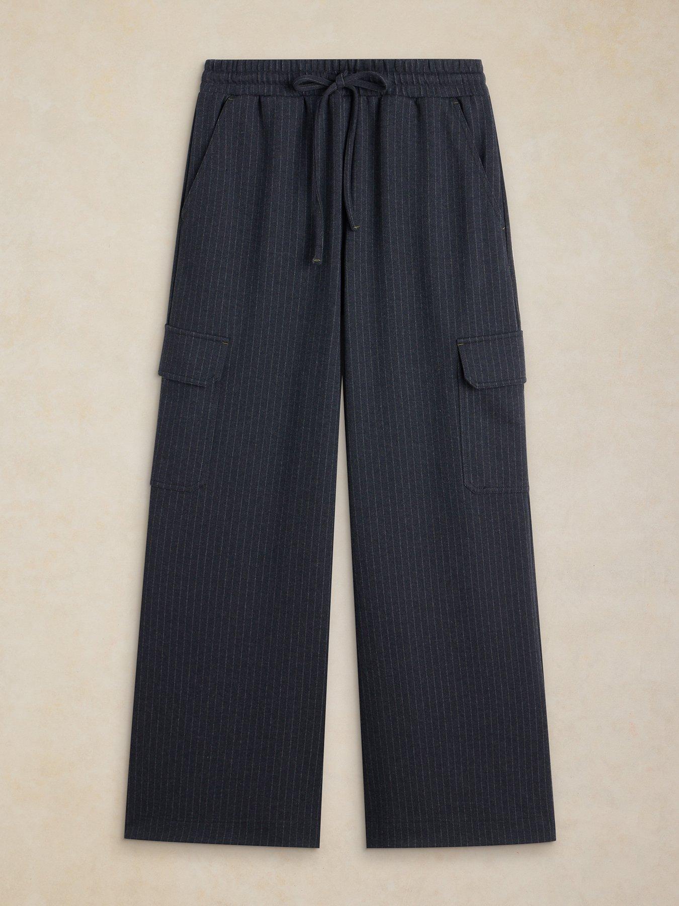 Image 5 of 6 of White Stuff Teagan Stripe Wide Leg Trousers - Blue