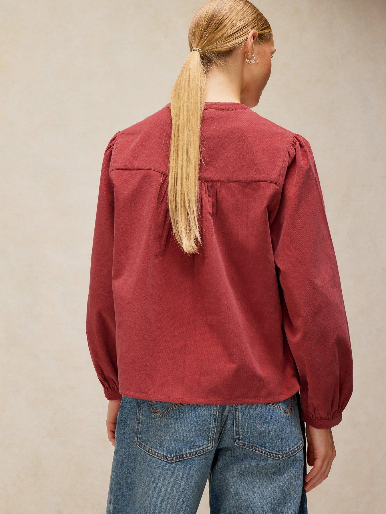 Image 2 of 6 of White Stuff Lana Baby Cord Button Front Blouse - Red