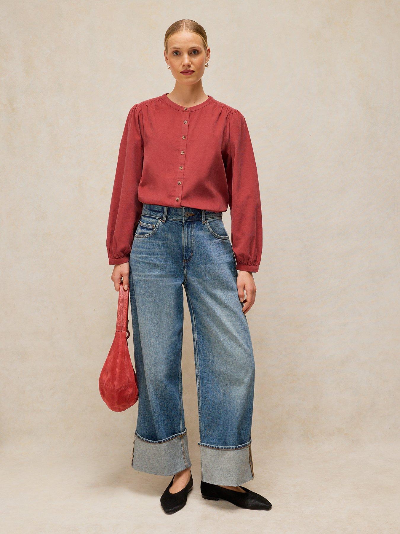 Image 3 of 6 of White Stuff Lana Baby Cord Button Front Blouse - Red
