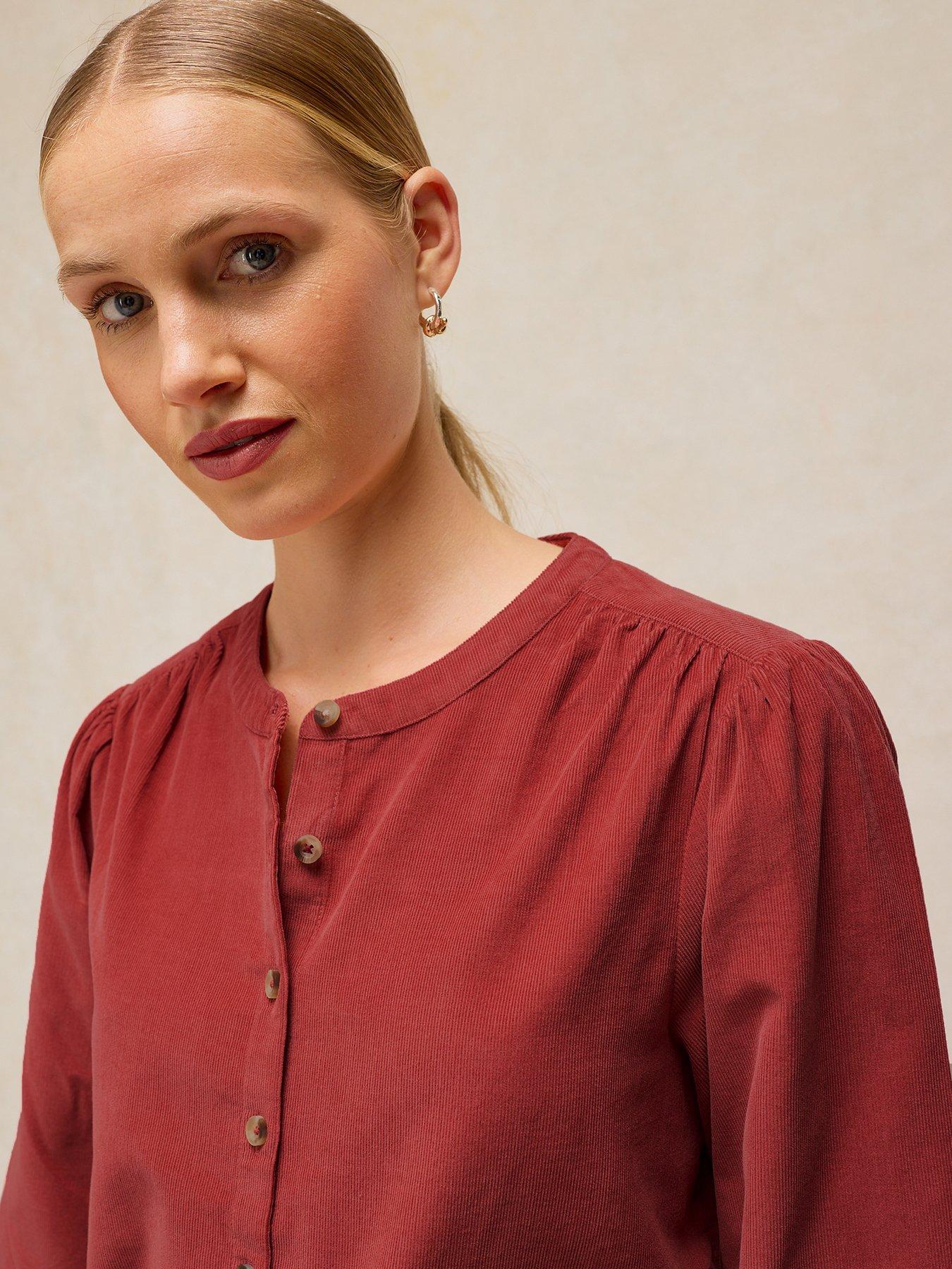 Image 4 of 6 of White Stuff Lana Baby Cord Button Front Blouse - Red