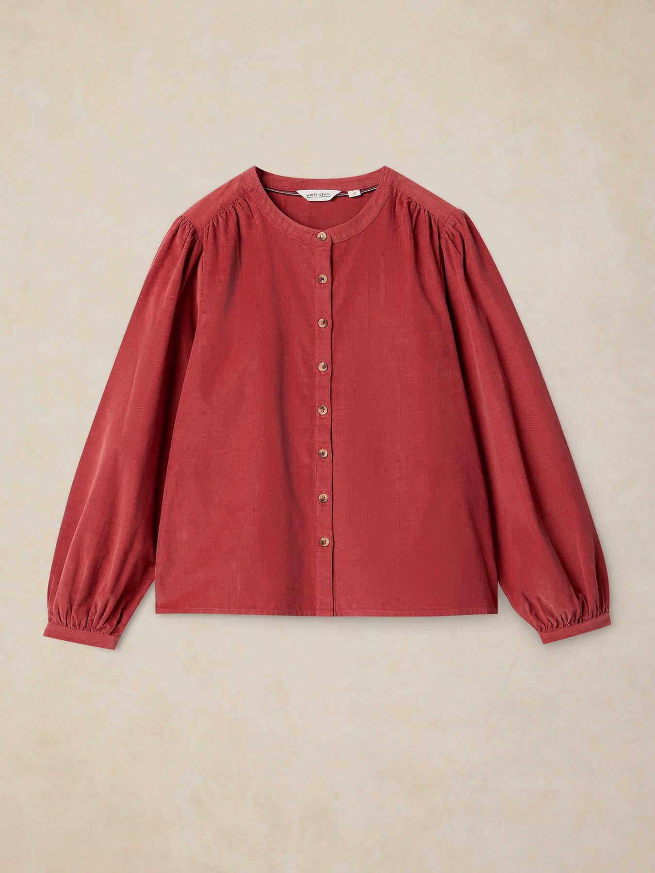 Image 5 of 6 of White Stuff Lana Baby Cord Button Front Blouse - Red