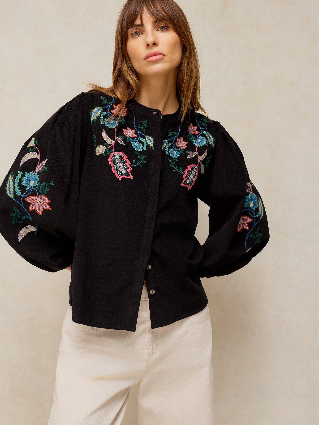 Image 1 of 5 of White Stuff Wren Embroidered Cord Top