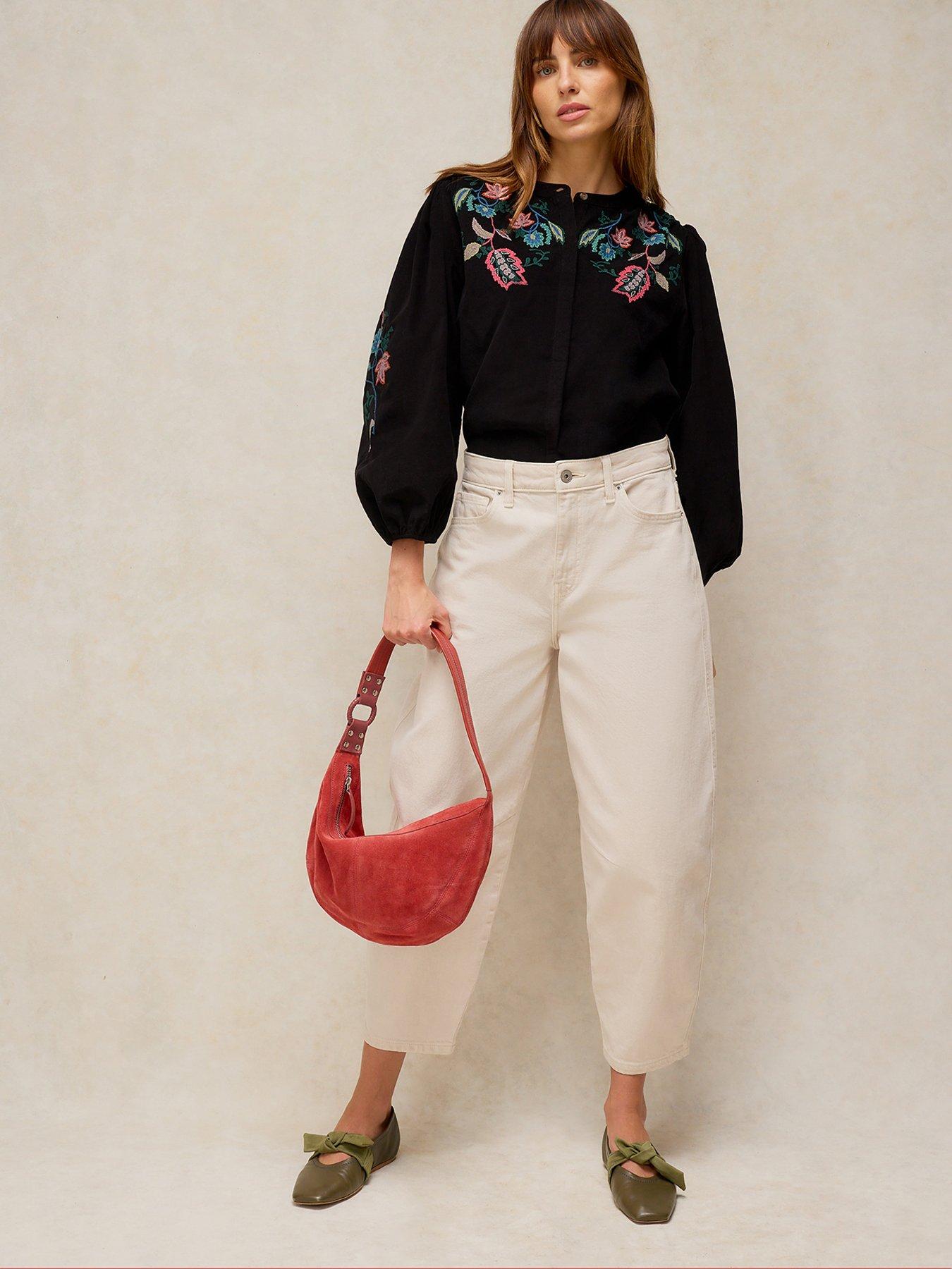Image 3 of 5 of White Stuff Wren Embroidered Cord Top