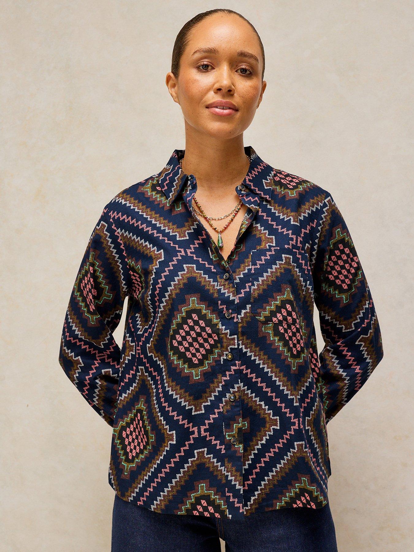 White Stuff Libby Cotton Shirt - Blue