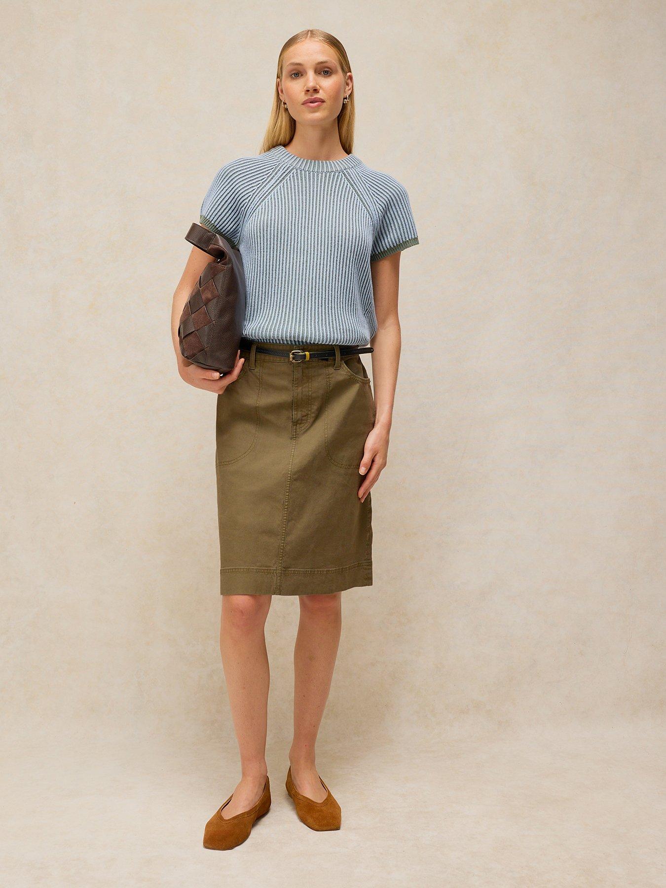 Image 3 of 6 of White Stuff Tia Chino Midi Skirt - Green