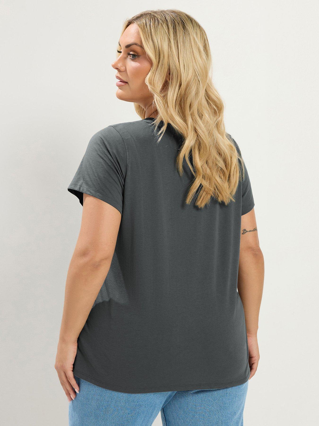 Image 2 of 4 of Yours Curve 5 Pack Short Sleeve Core Basic T-Shirts - Pink/Multi