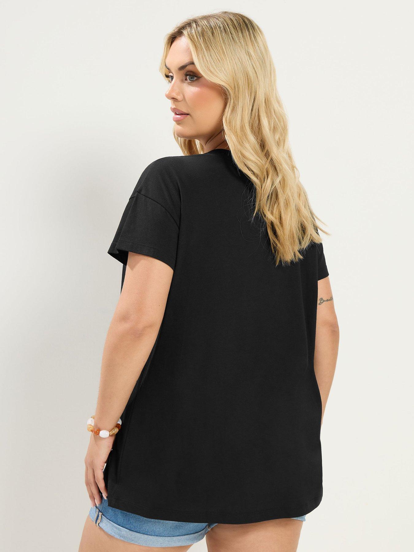 Image 2 of 4 of Yours Curve Butterfly Placement Core T-Shirt - Black