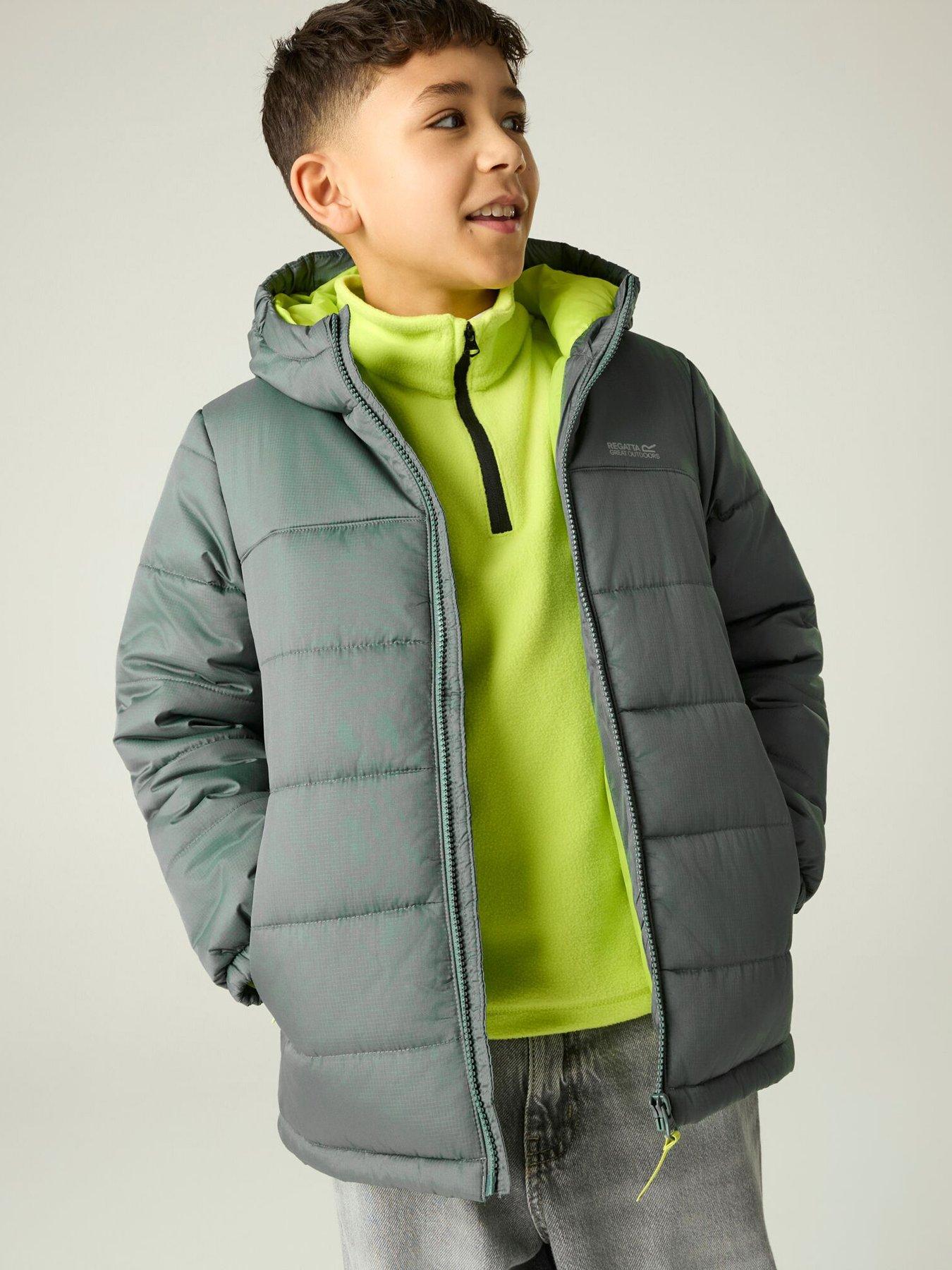 Regatta Kids Lofthouse Baffled/quilted Jacket -dark Forest Green(wild Lime)