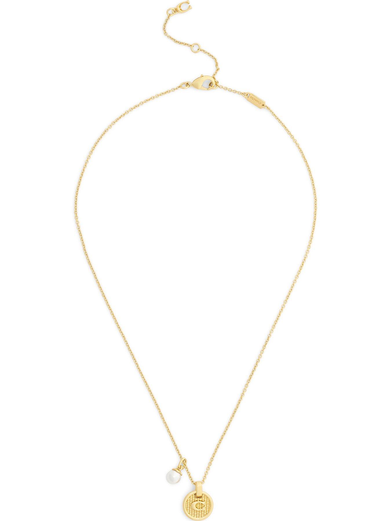COACH Textured C Pearl Short Pendant