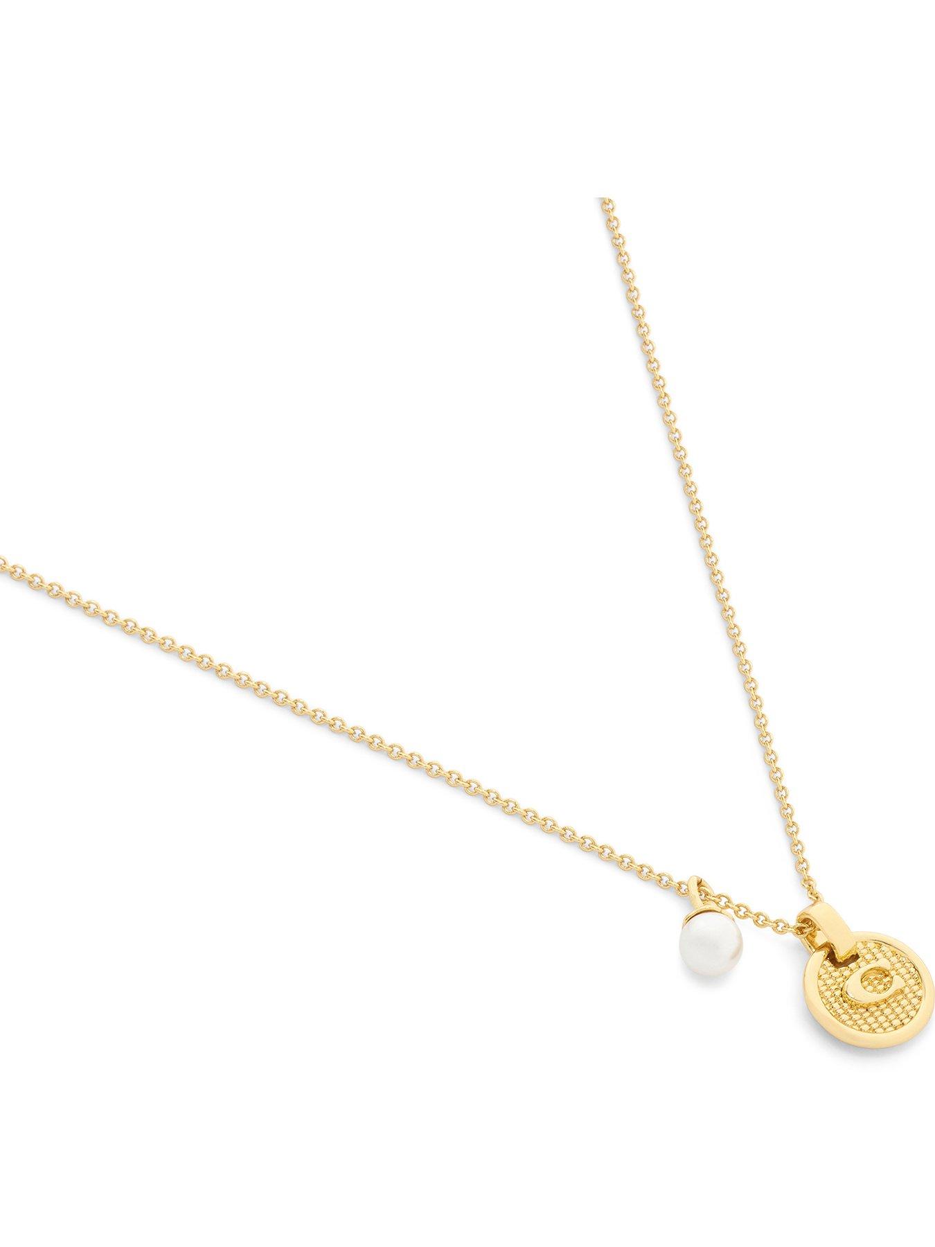 Image 2 of 3 of COACH Textured C Pearl Short Pendant