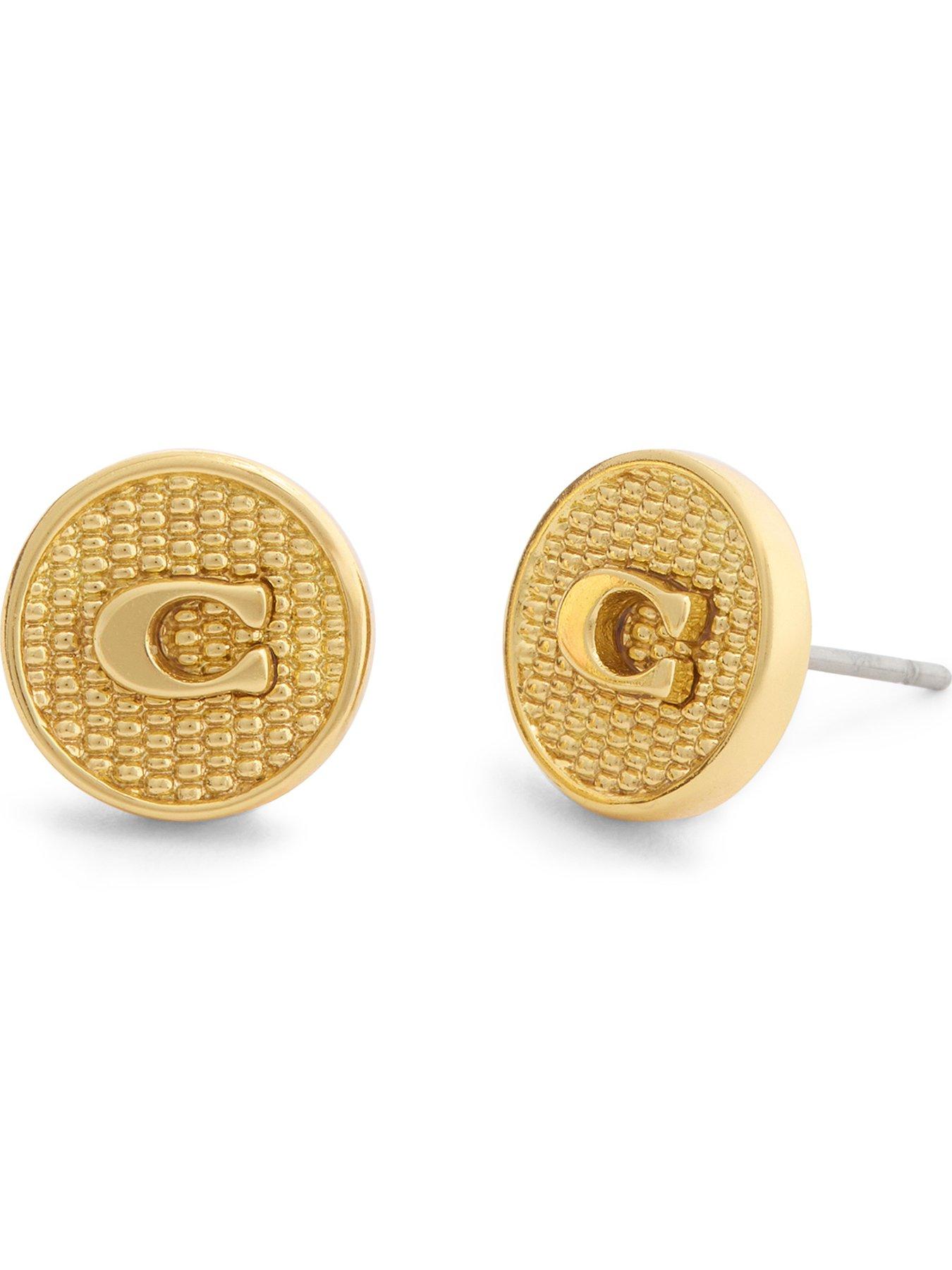 Image 1 of 3 of COACH Textured C Coin Stud Earrings