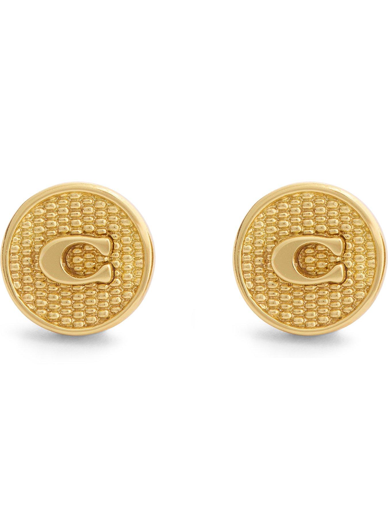 Image 2 of 3 of COACH Textured C Coin Stud Earrings