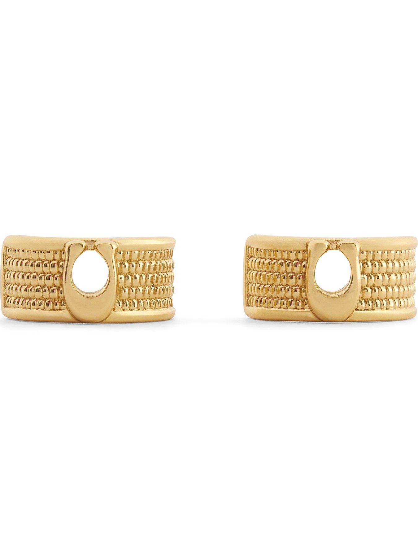 Image 3 of 4 of COACH Textured C Huggie Earrings