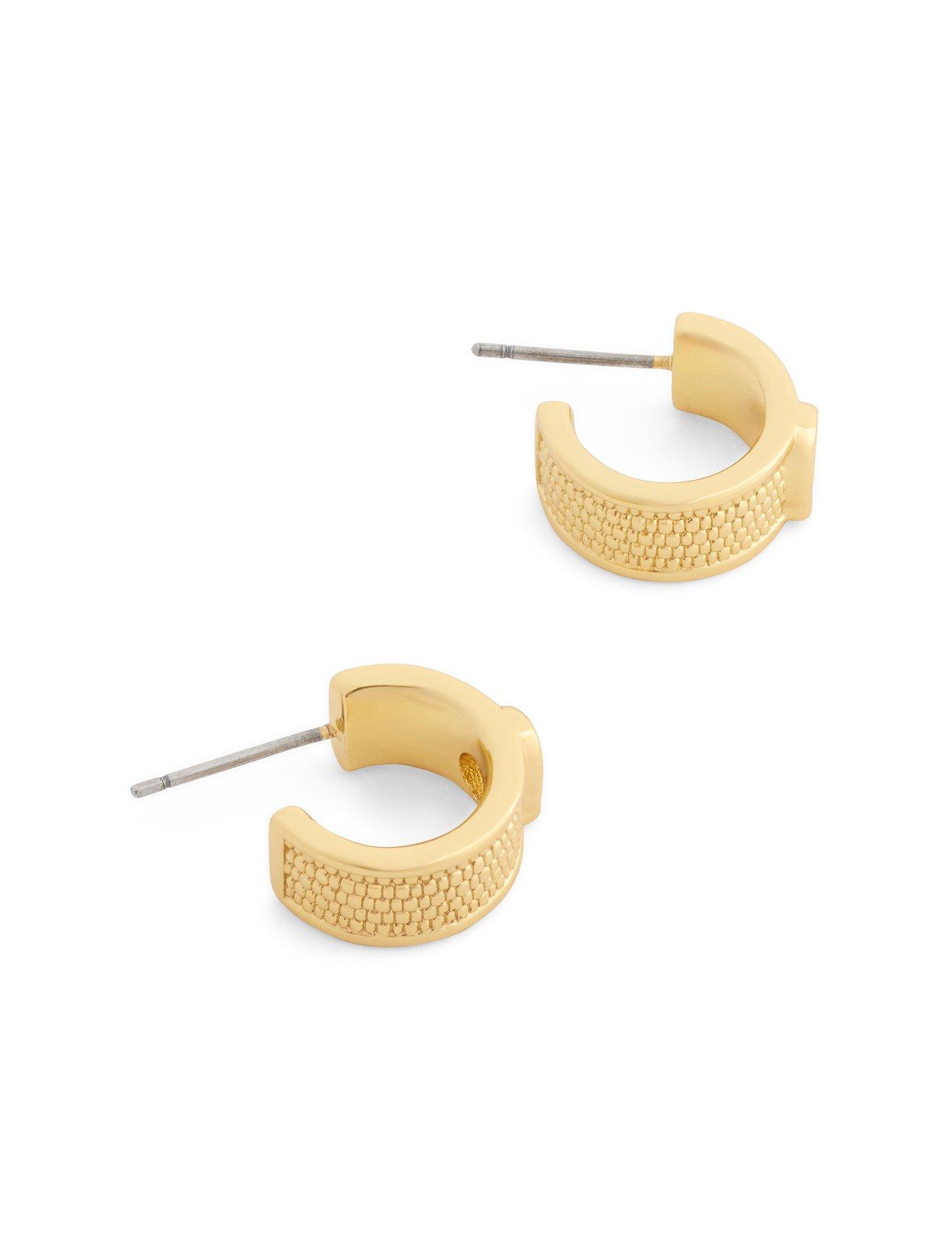 Image 4 of 4 of COACH Textured C Huggie Earrings