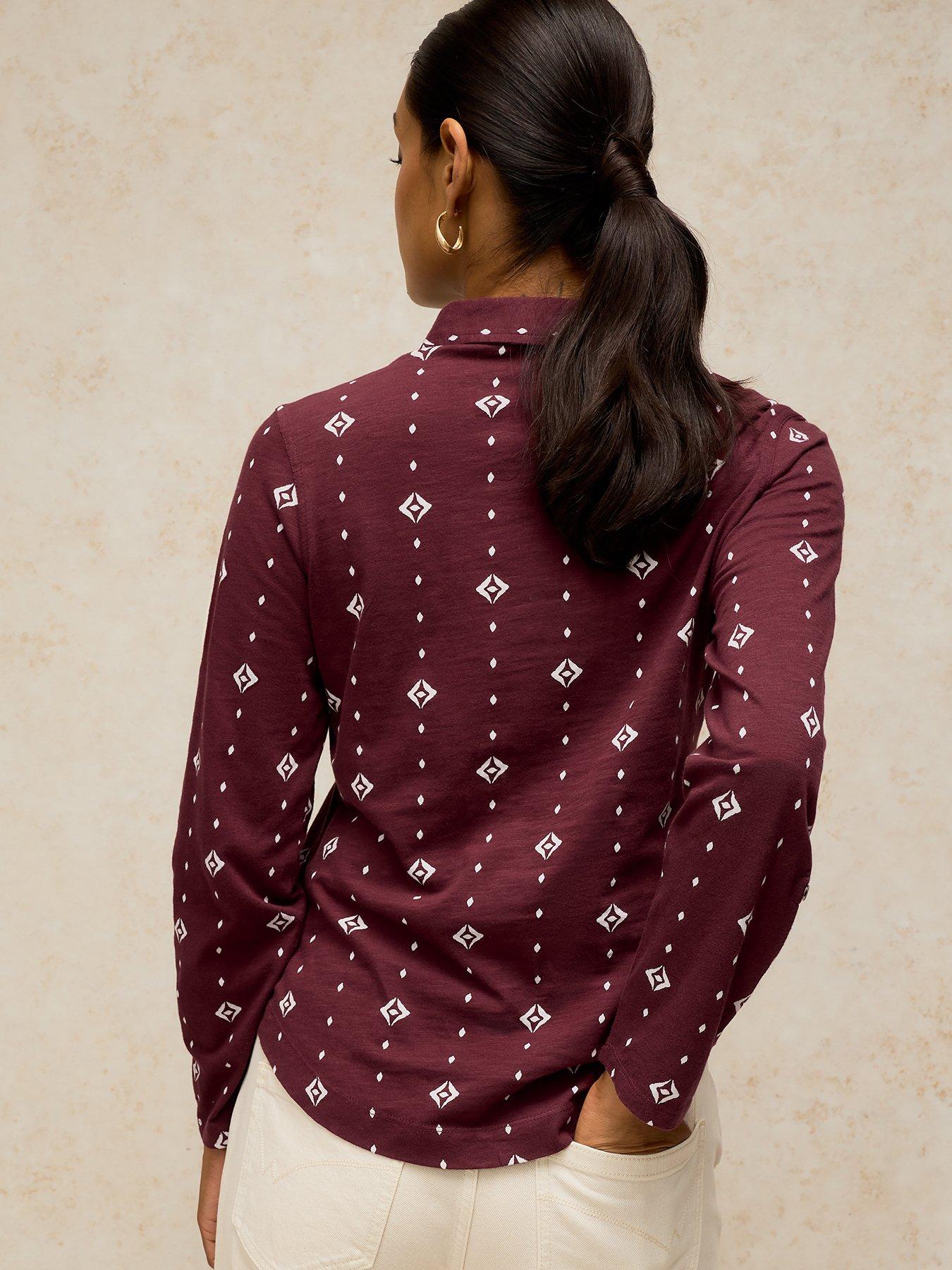 Image 2 of 5 of White Stuff Womens Annie Slim Fit Roll-Tab Jersey Shirt - Purple