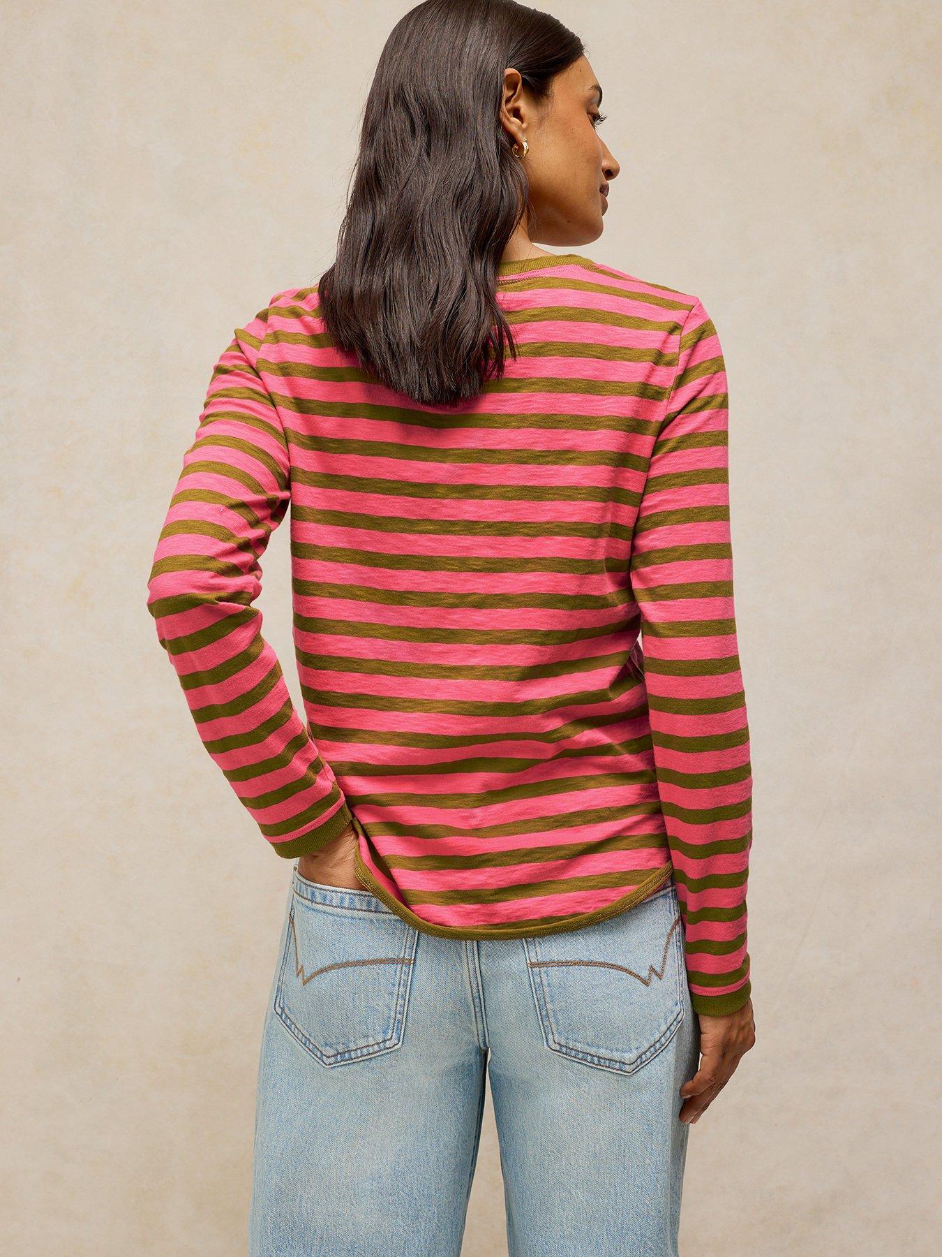 Image 2 of 6 of White Stuff Clara Stripe Embroidered Tee