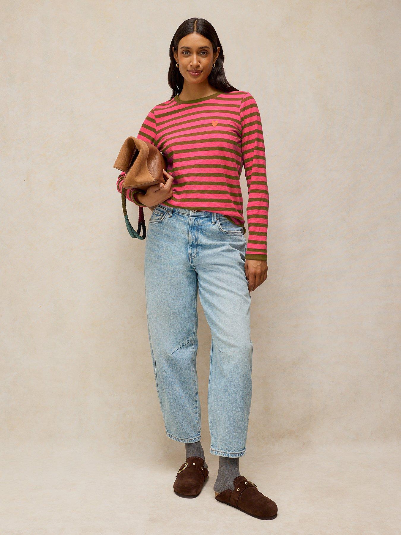 Image 3 of 6 of White Stuff Clara Stripe Embroidered Tee