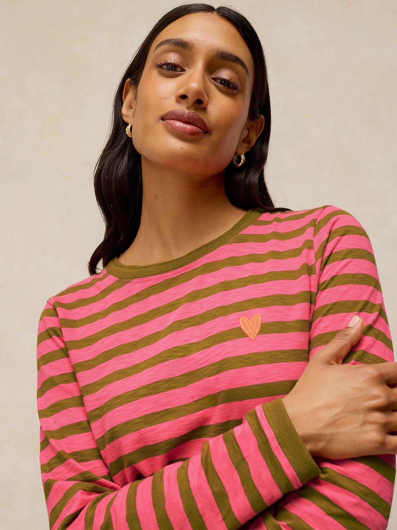 Image 4 of 6 of White Stuff Clara Stripe Embroidered Tee