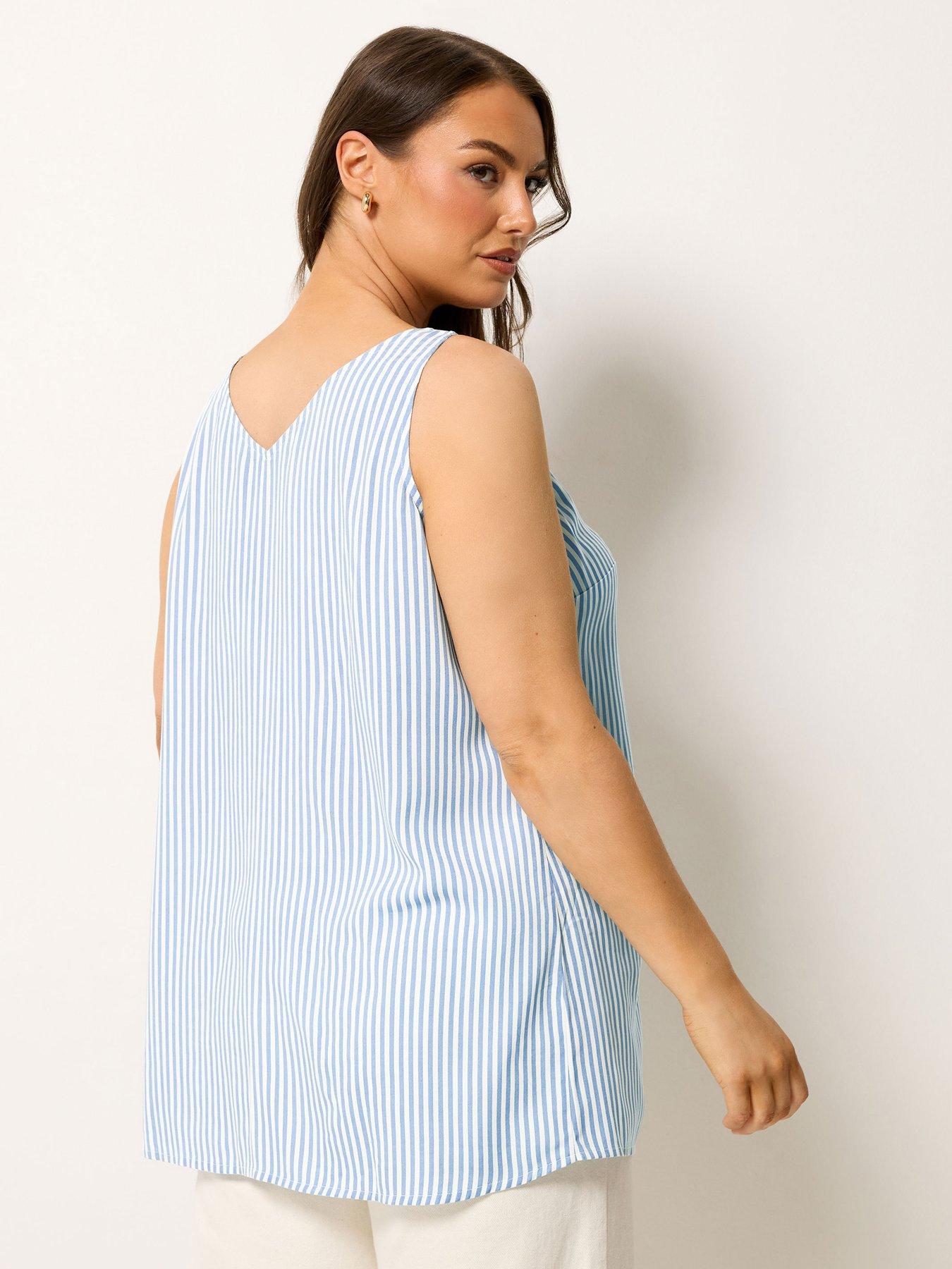 Image 2 of 4 of Yours Curve Stripe Scallop Cami - Blue