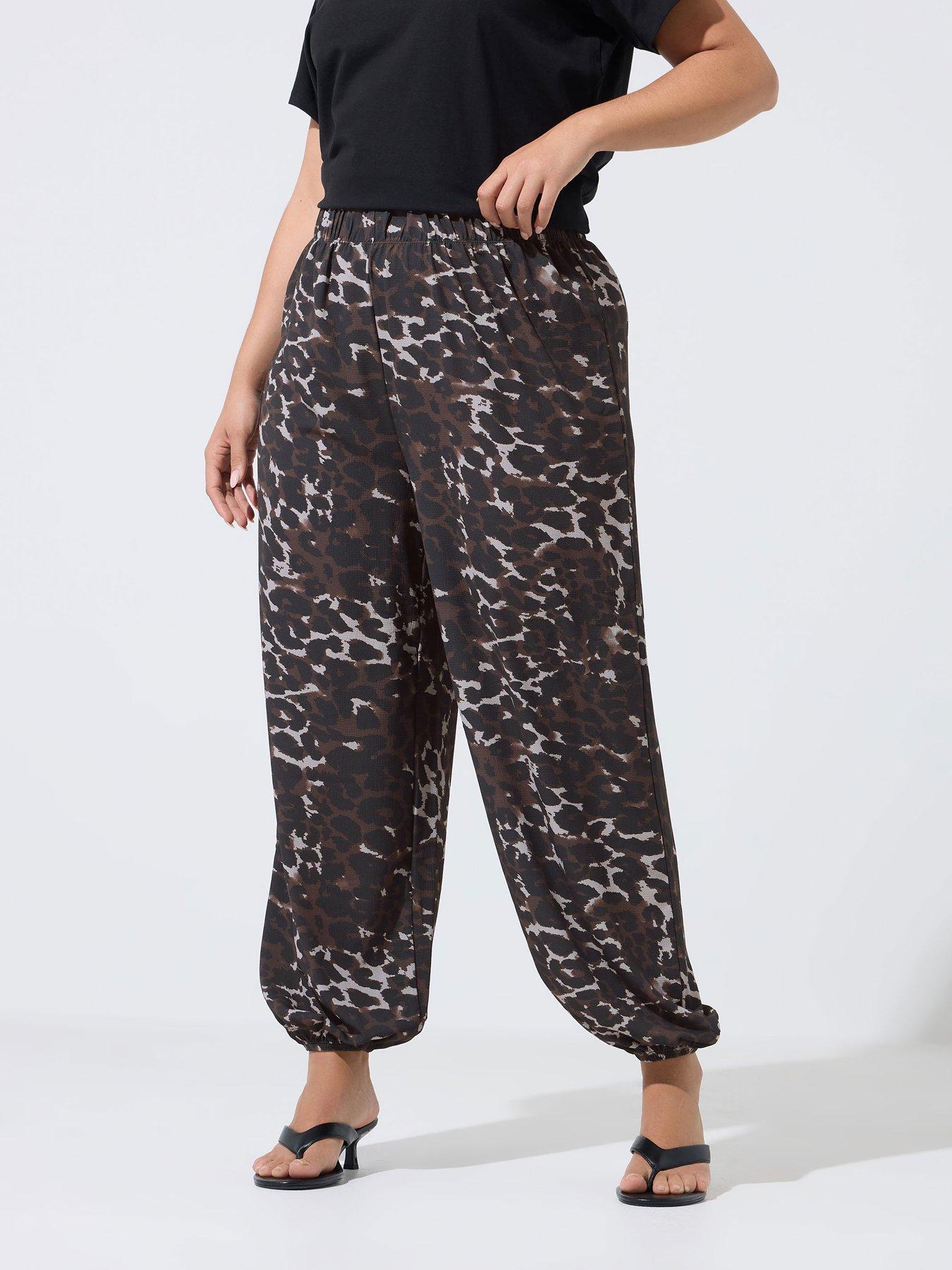 Yours Curve Leopard Balloon Trouser - Brown