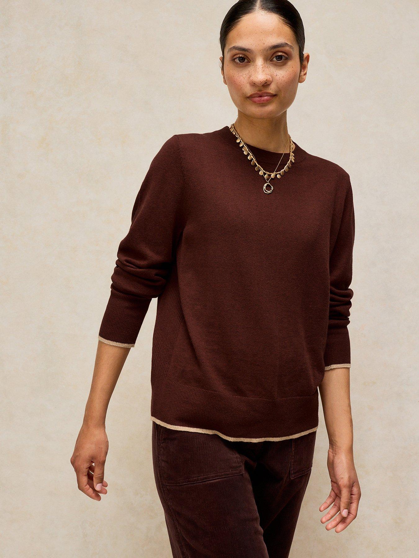 White Stuff Katie Crew Neck Jumper - Brown