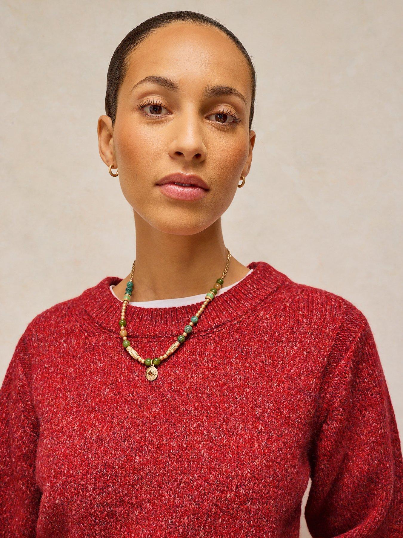 Image 4 of 5 of White Stuff Womens Lucie Crew Neck Ribbed Hem Jumper - Bright Red