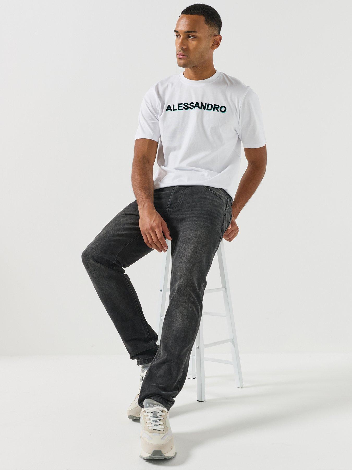 Image 5 of 6 of Alessandro Zavetti Alessandro Zavetti Osoli Slim Stacked Fit Jeans - Black