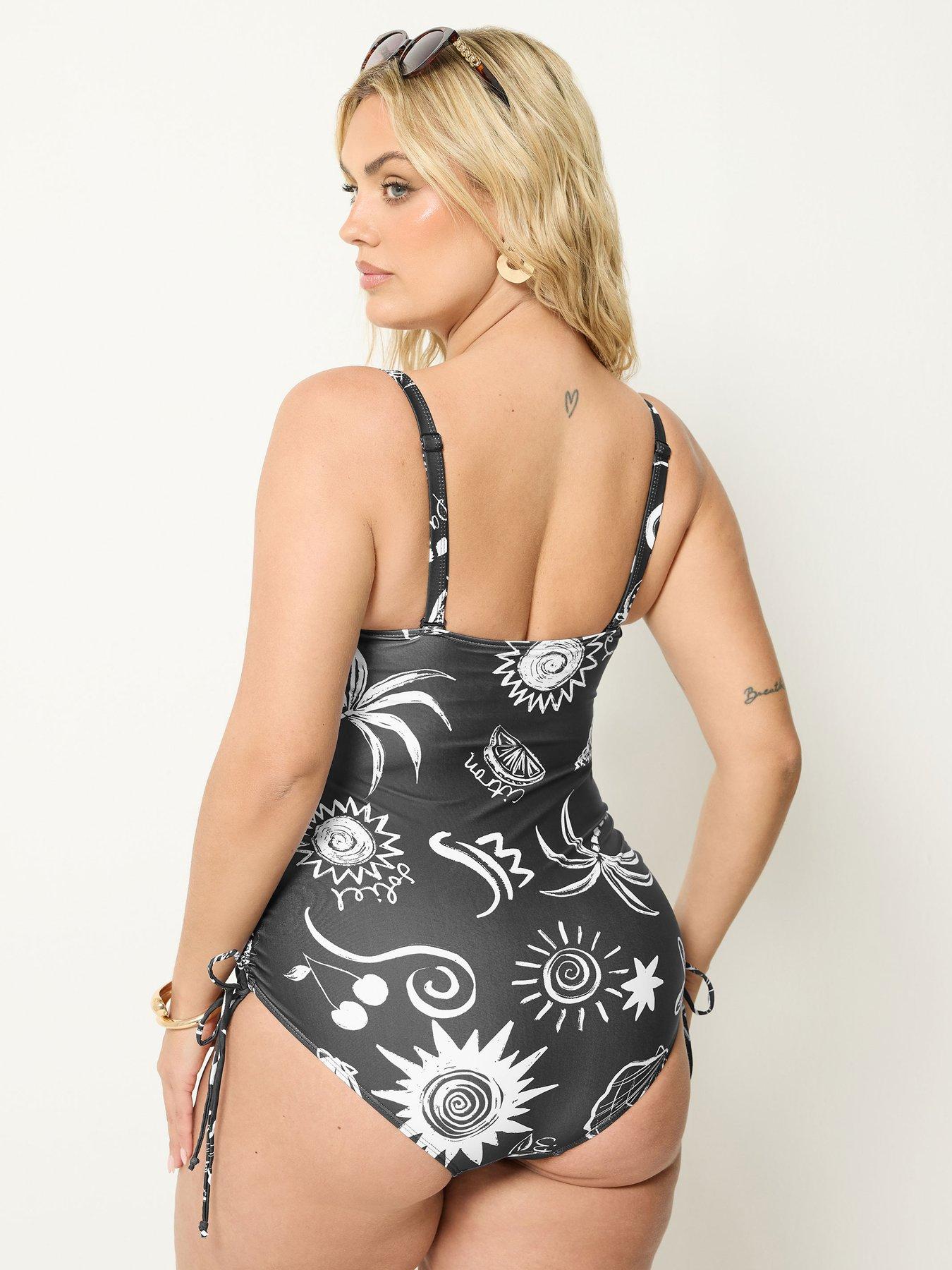 Image 2 of 4 of Yours YOURS Curve Celestial Bandeau Swimsuit - Black