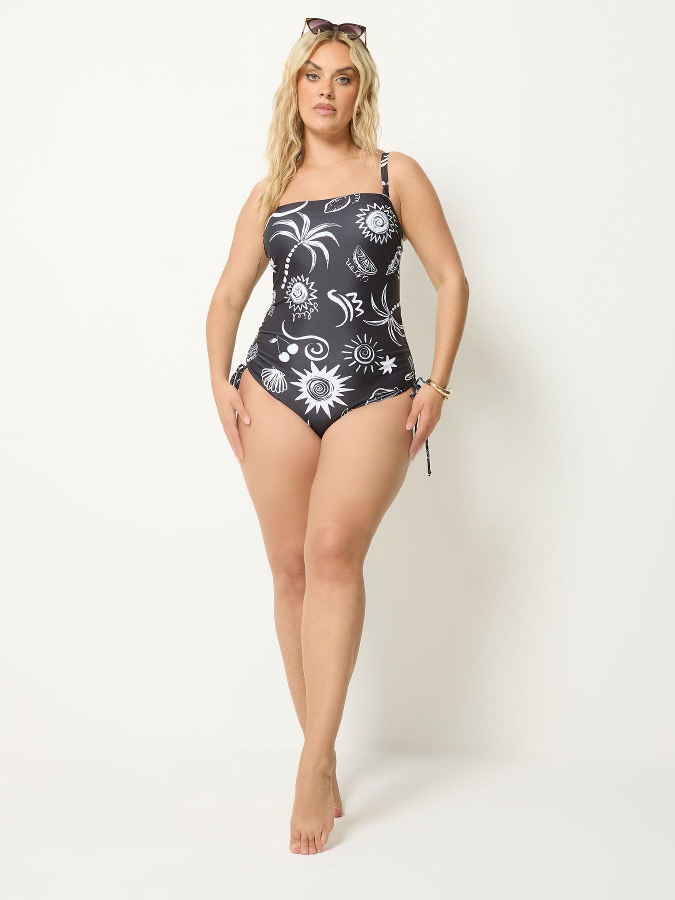 Image 3 of 4 of Yours YOURS Curve Celestial Bandeau Swimsuit - Black