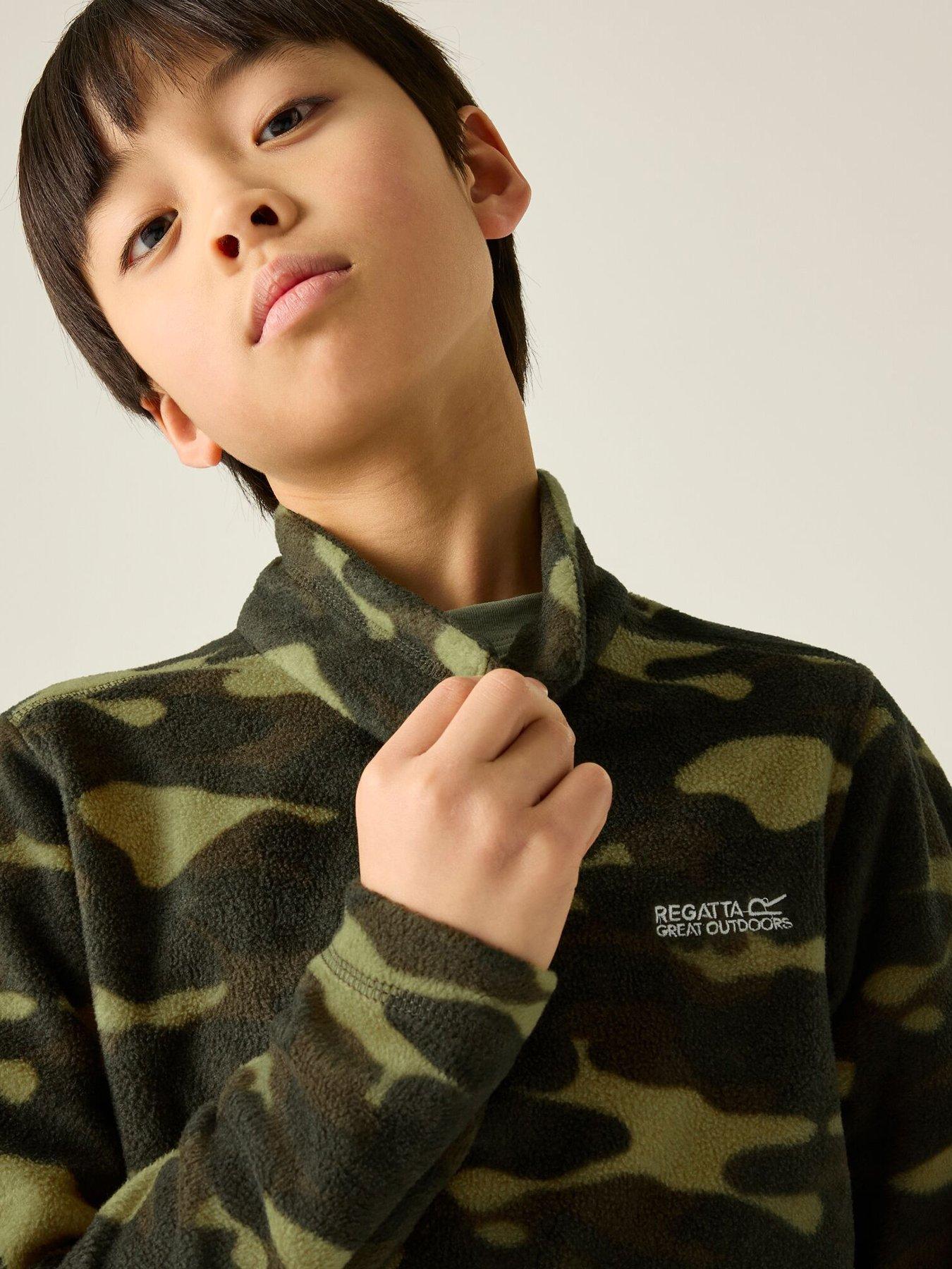 Image 4 of 6 of Regatta Kids Hot Shot II Camo Half Zip Fleece - Khaki