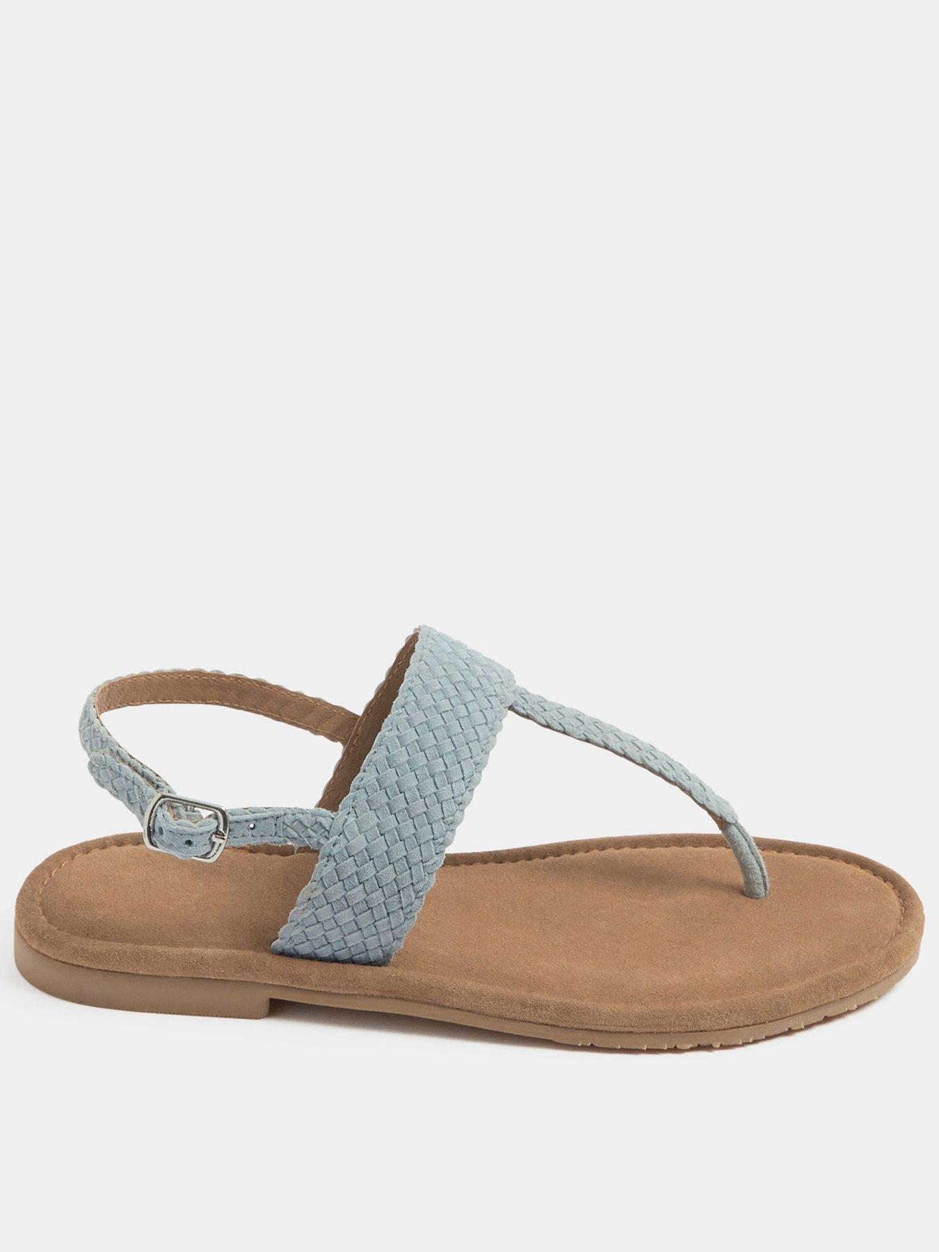 Yours Woven Toe Post Sandals In Extra EEE Wide Fit - Blue