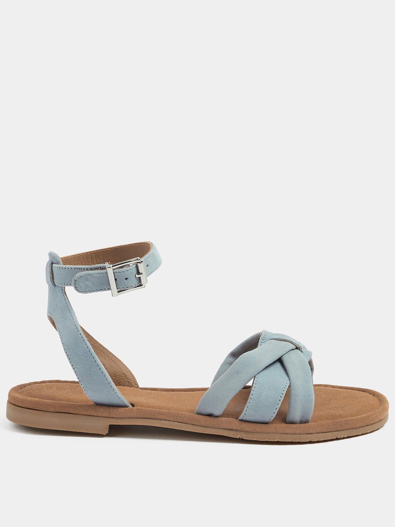 Yours Faux Leather Cross Over Sandals In Extra Wide EEE Fit - Blue