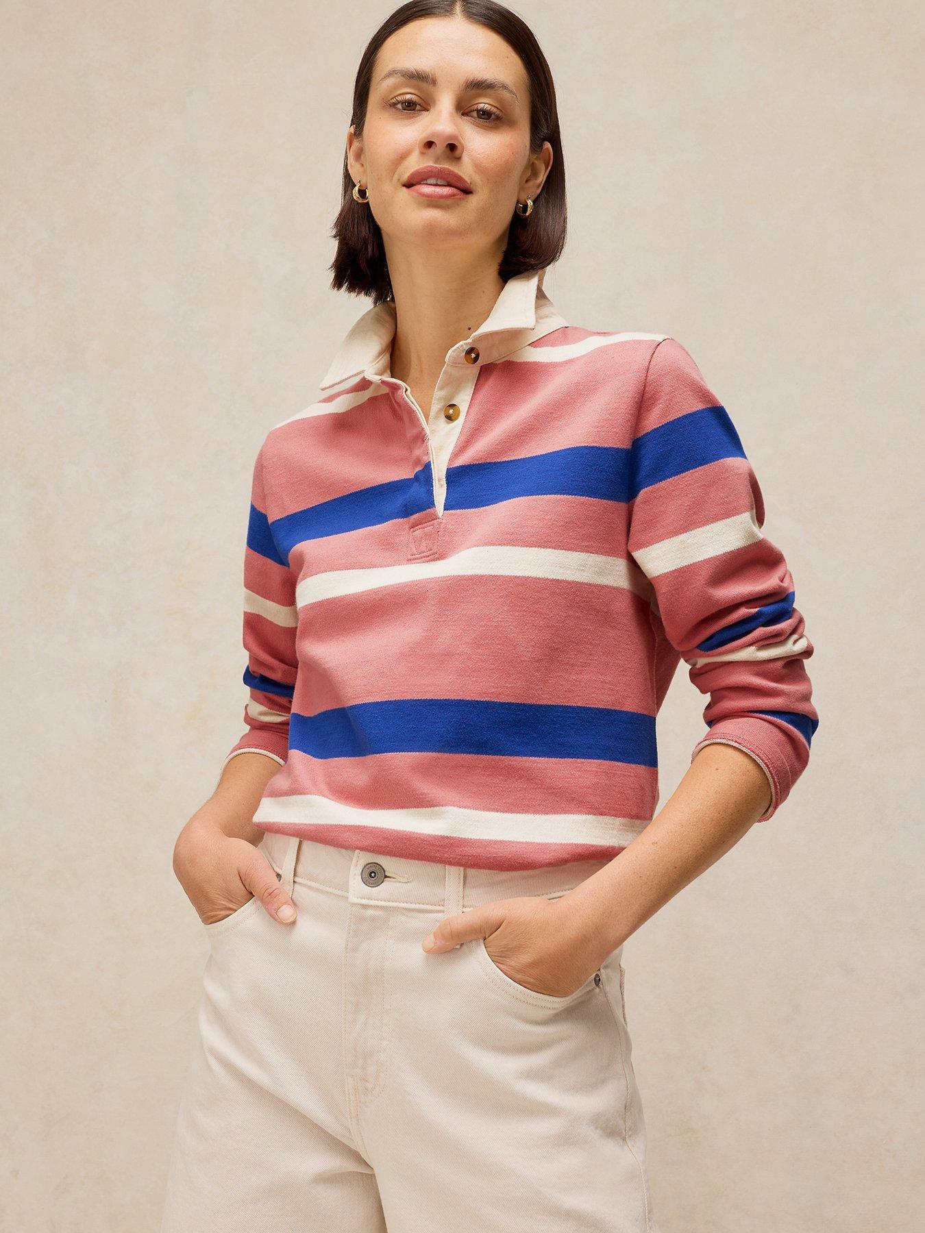 White Stuff Avery Long Sleeve Rugby Top - Pink