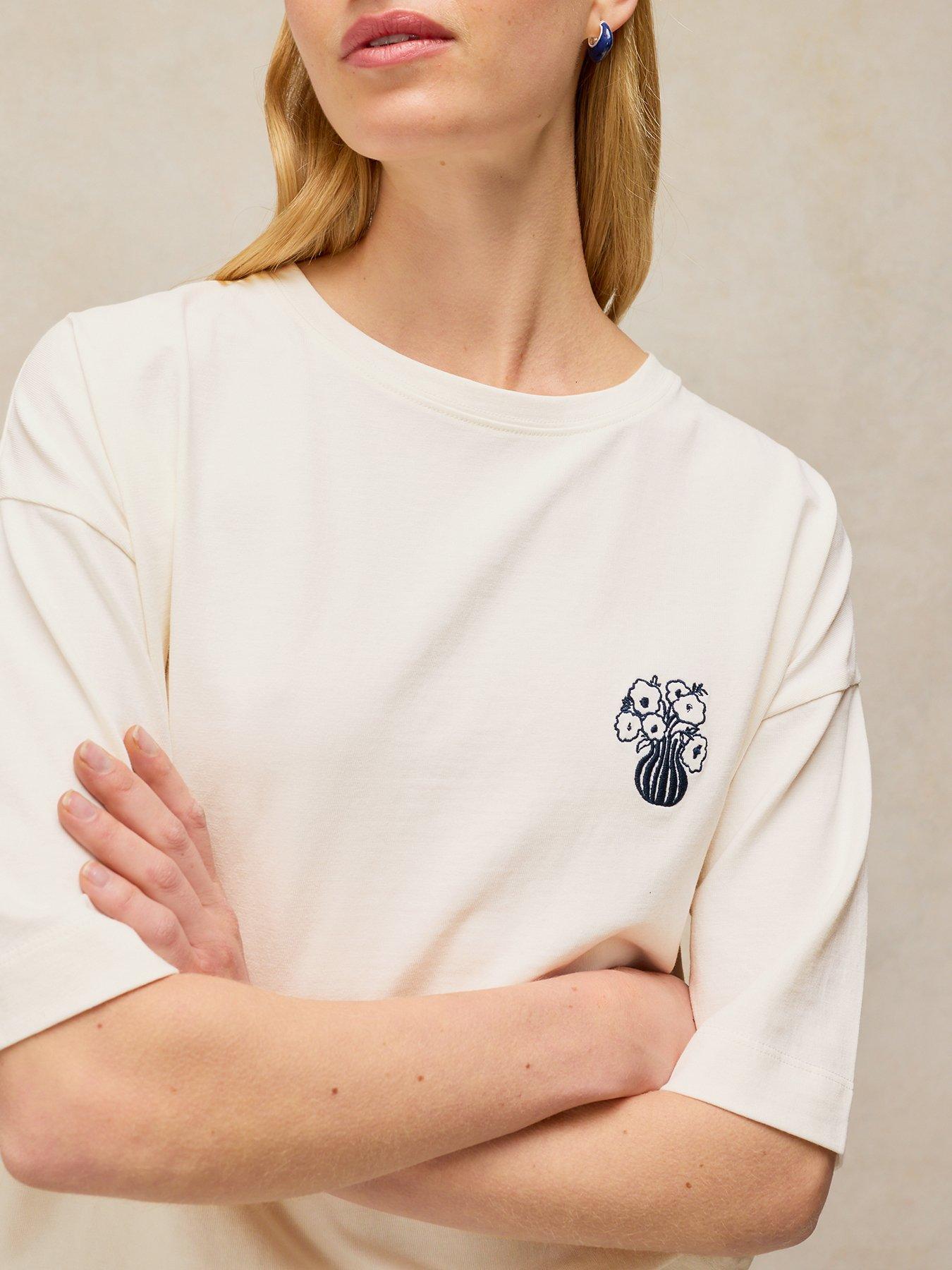 Image 4 of 6 of White Stuff Katya Embroidered Tee