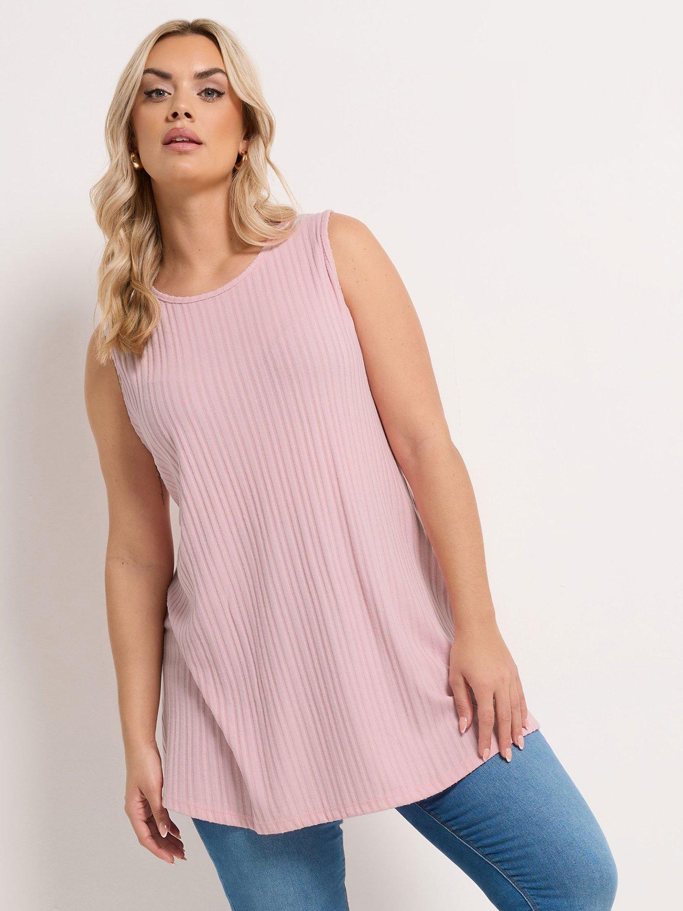 Yours Curve Rib Soft Touch Vest - Pink