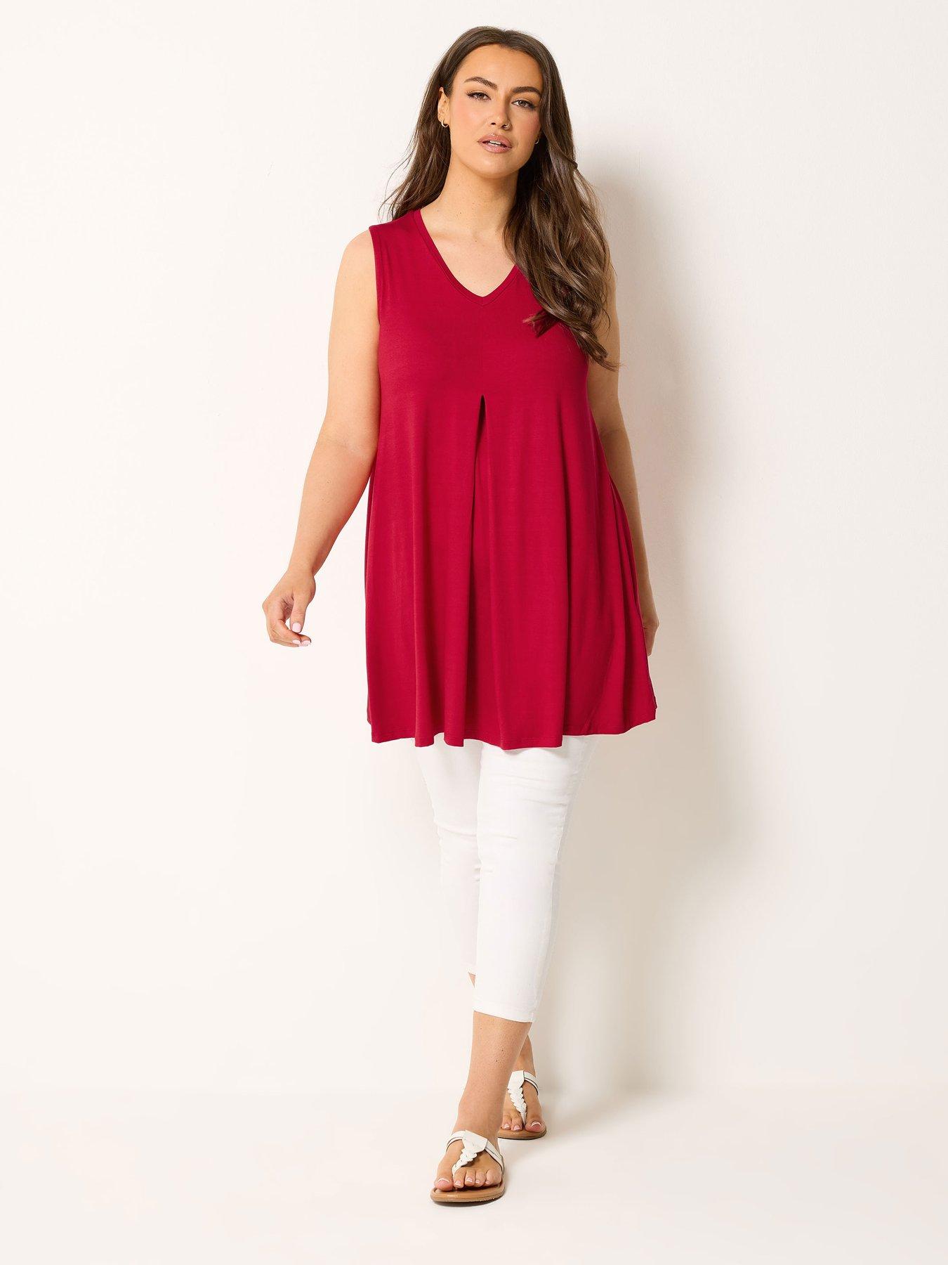 Image 3 of 4 of Yours Curve Pleat Front Vest - Red