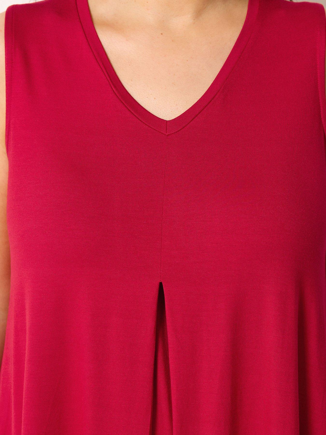 Image 4 of 4 of Yours Curve Pleat Front Vest - Red