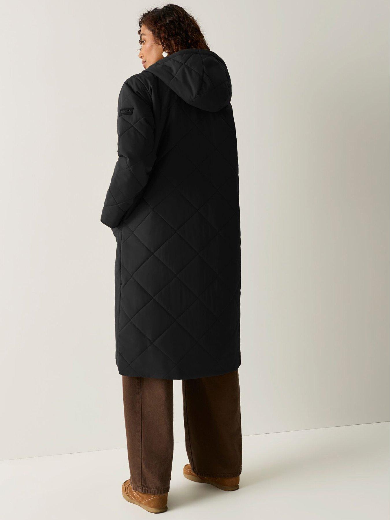 Image 2 of 7 of Regatta Womens Elryse Longline Quilted Hooded Jacket - Black