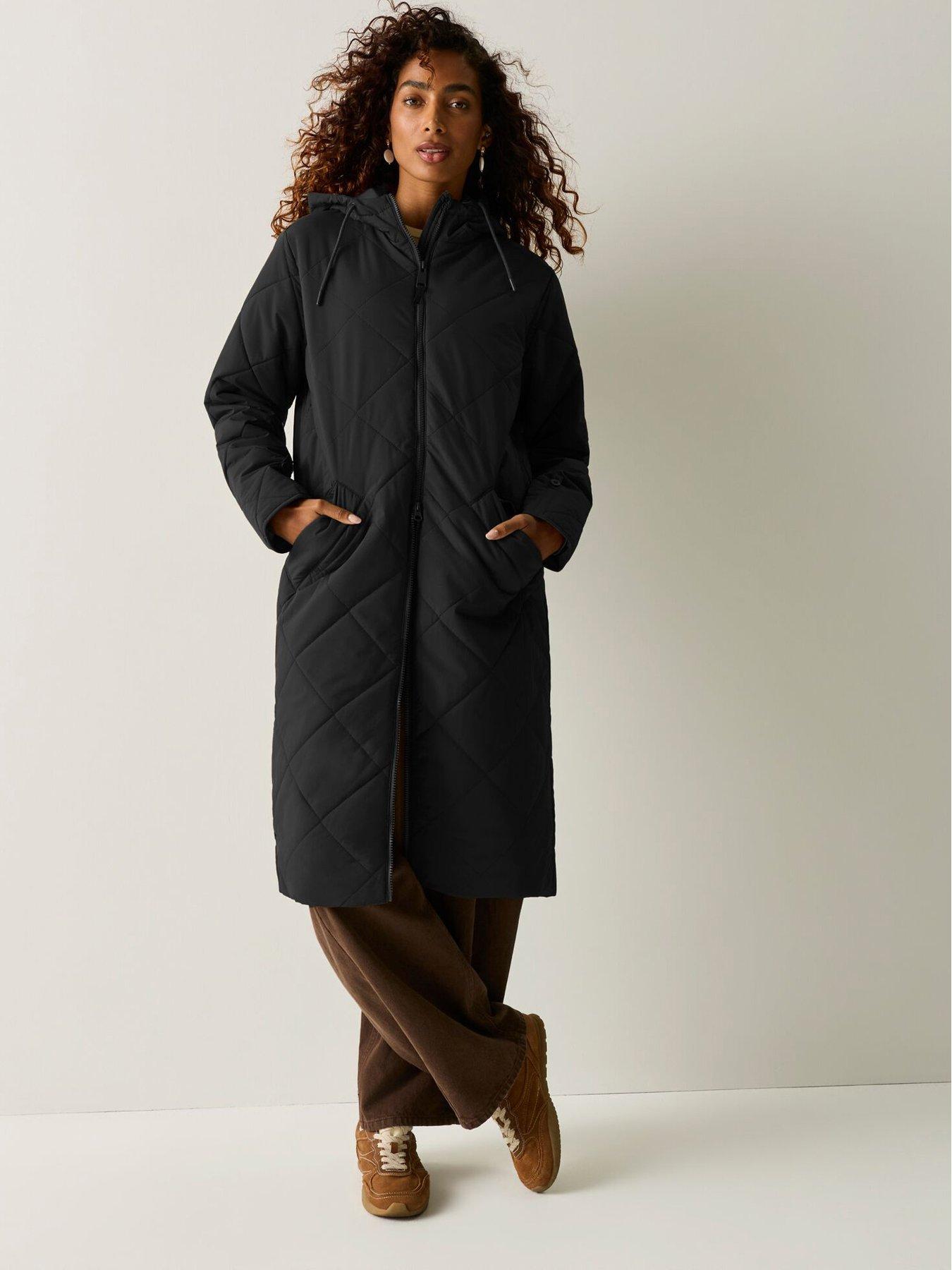 Image 4 of 7 of Regatta Womens Elryse Longline Quilted Hooded Jacket - Black