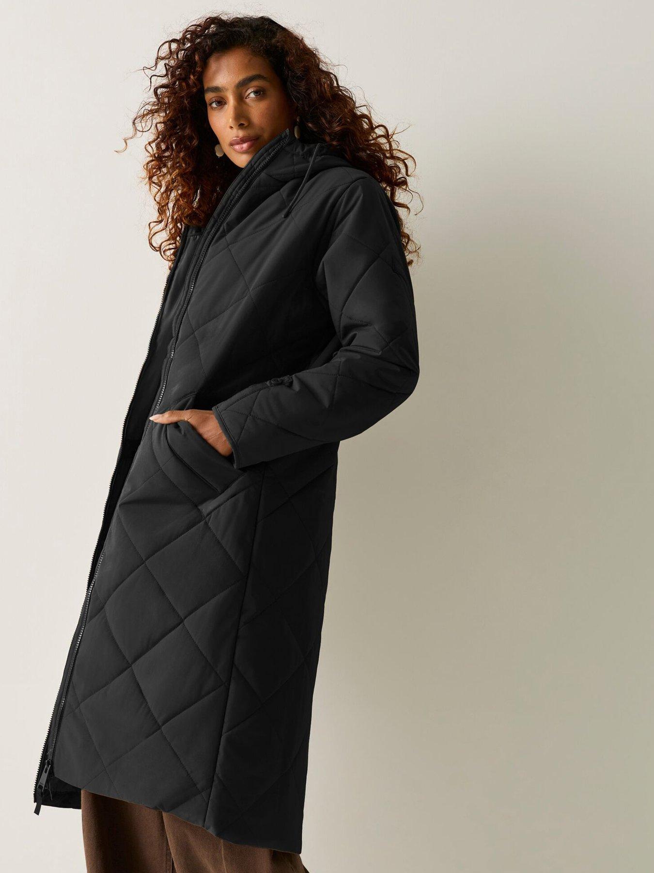 Image 5 of 7 of Regatta Womens Elryse Longline Quilted Hooded Jacket - Black