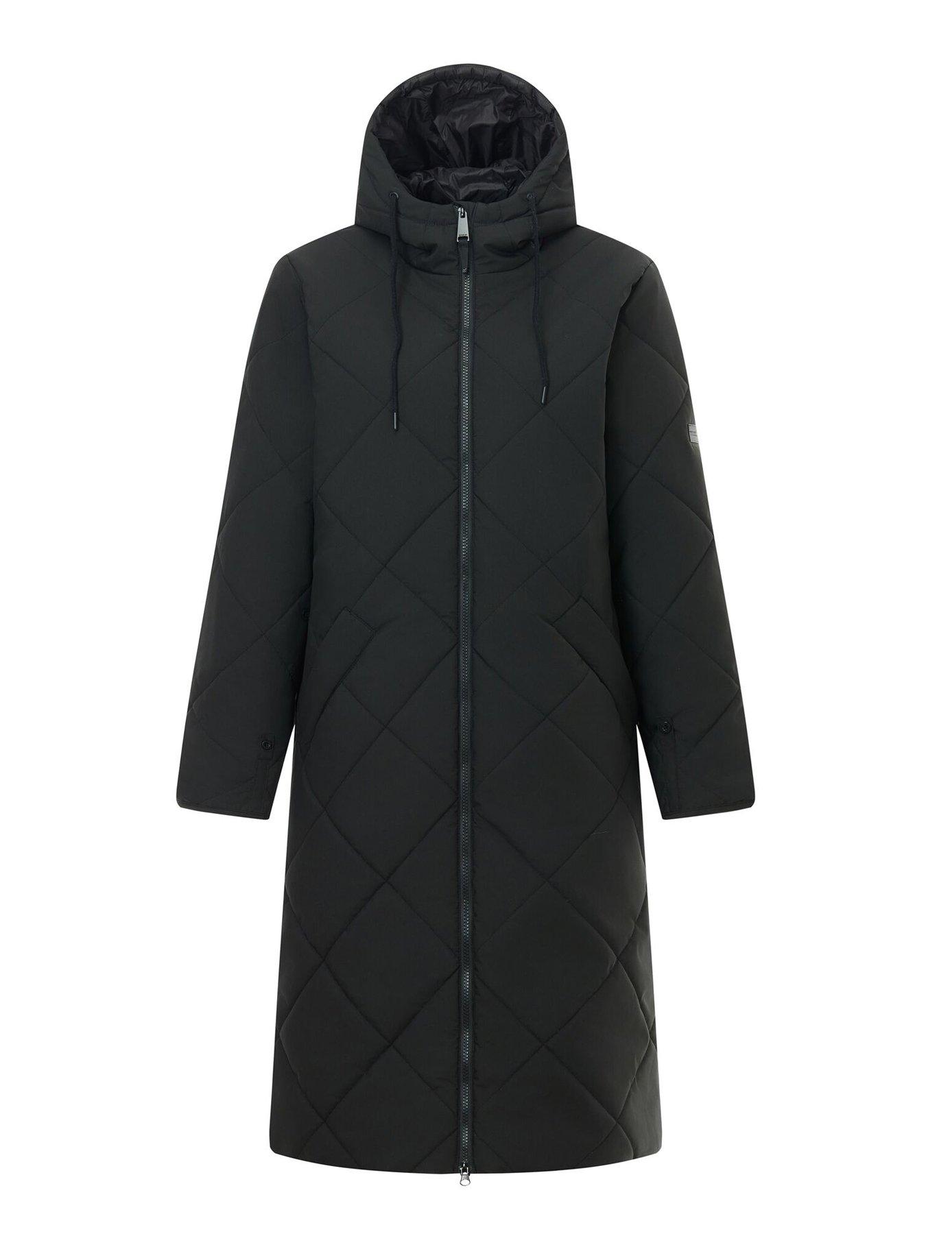 Image 7 of 7 of Regatta Womens Elryse Longline Quilted Hooded Jacket - Black