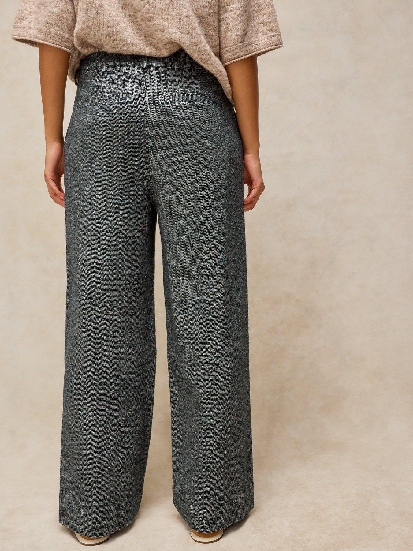 Image 2 of 5 of White Stuff Womens Belle Organic Cotton Blend Stretch Wide Leg Trousers - Grey