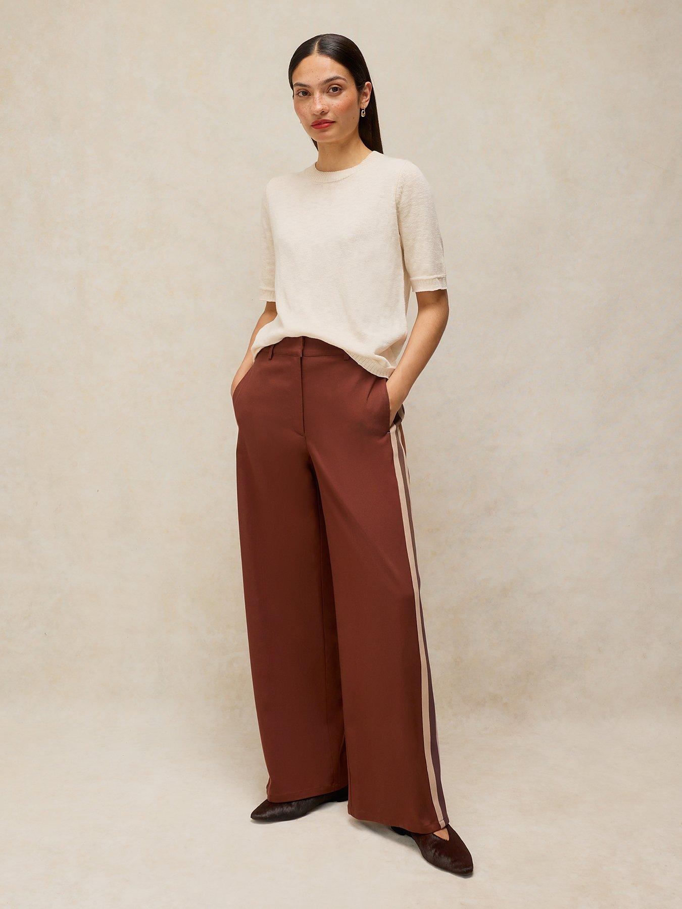 Image 3 of 6 of White Stuff Kenna Side Stripe Trousers - Brown