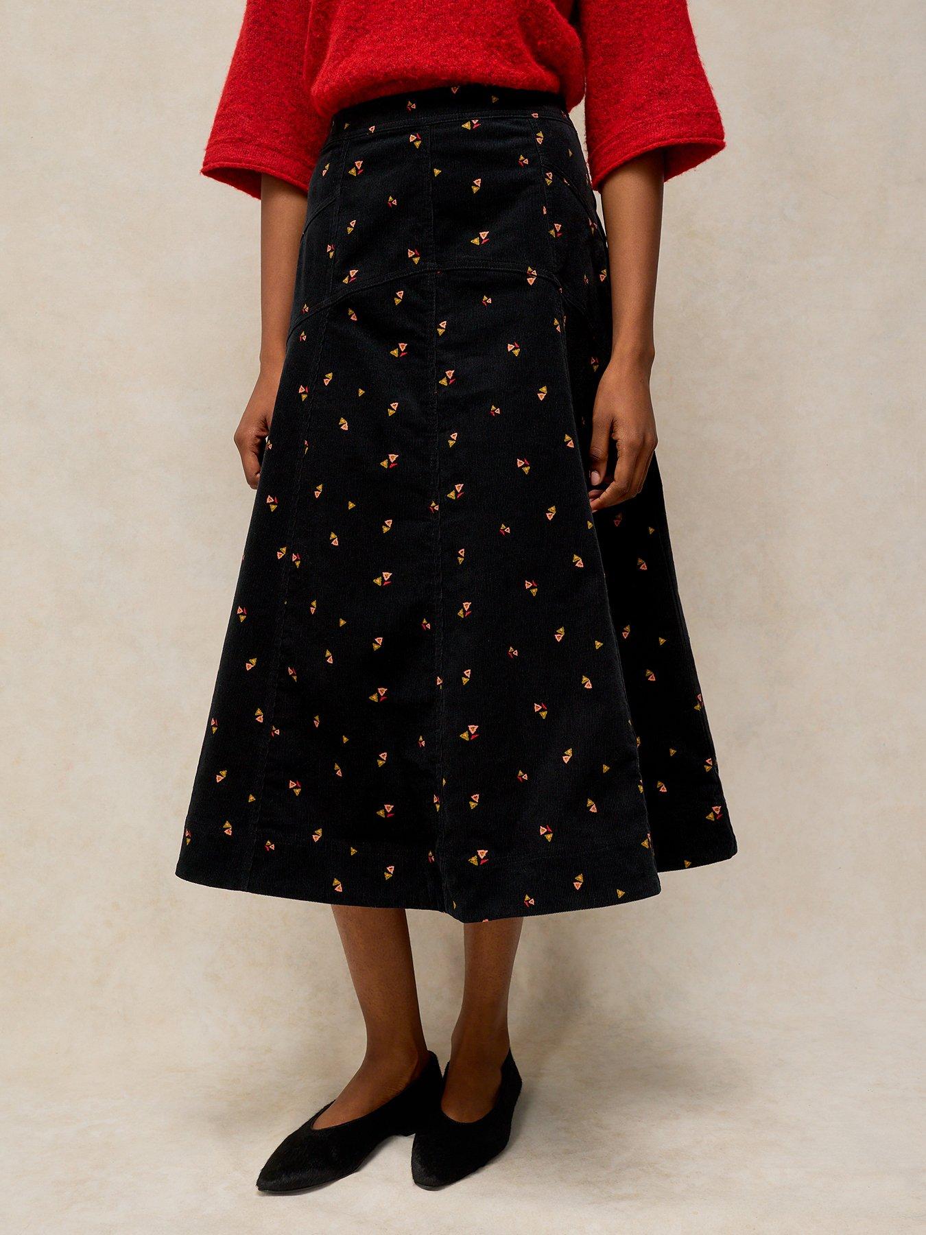 White Stuff Ida Corduroy Midi Skirt - Black