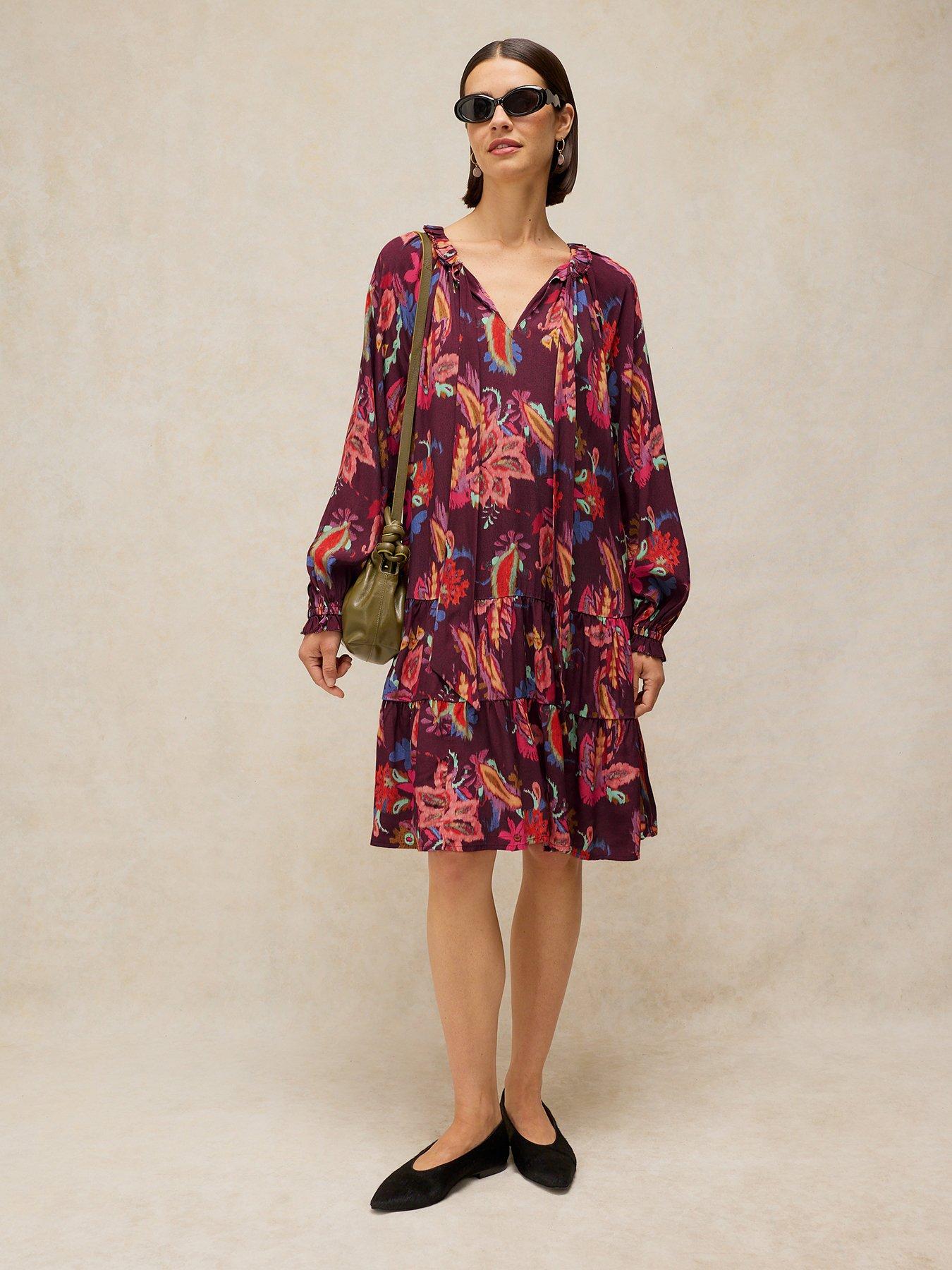 Image 1 of 6 of White Stuff Miley Short Midi Dress - Purple