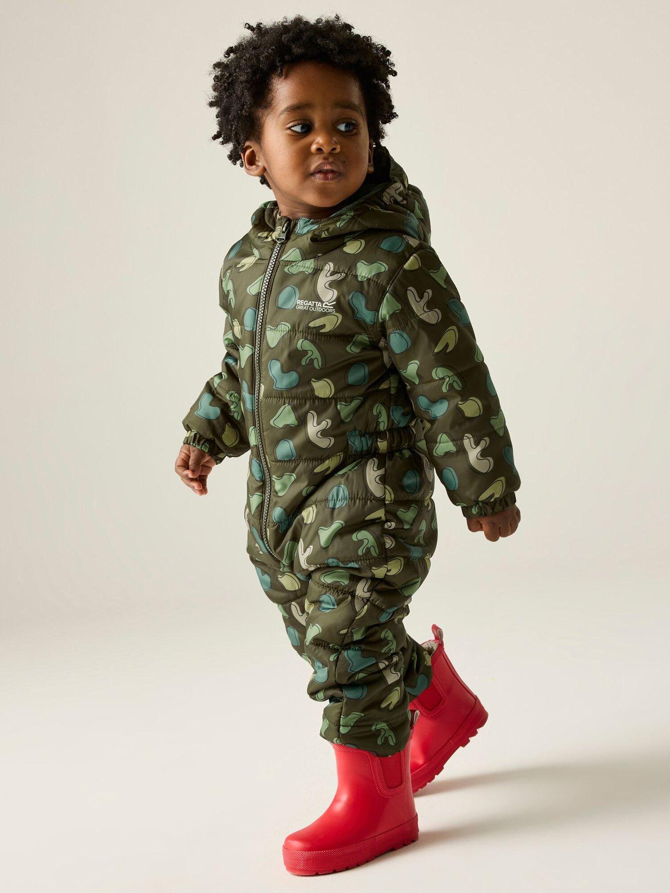 Regatta Kids Toddler Penrose Puddlesuit -dark Khaki Splodge Print