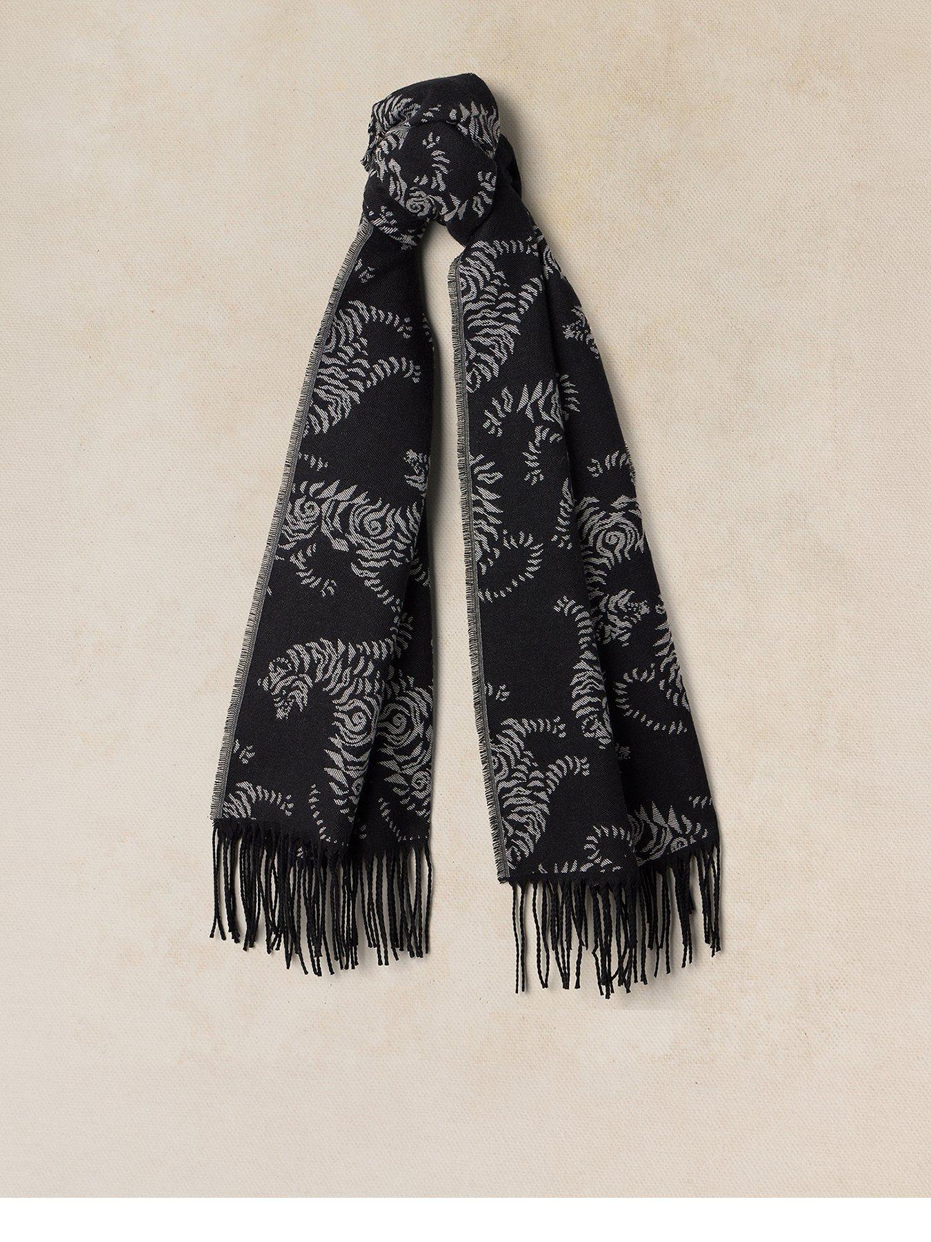 Image 1 of 3 of White Stuff Midweight Pattern Printed Scarf - Black