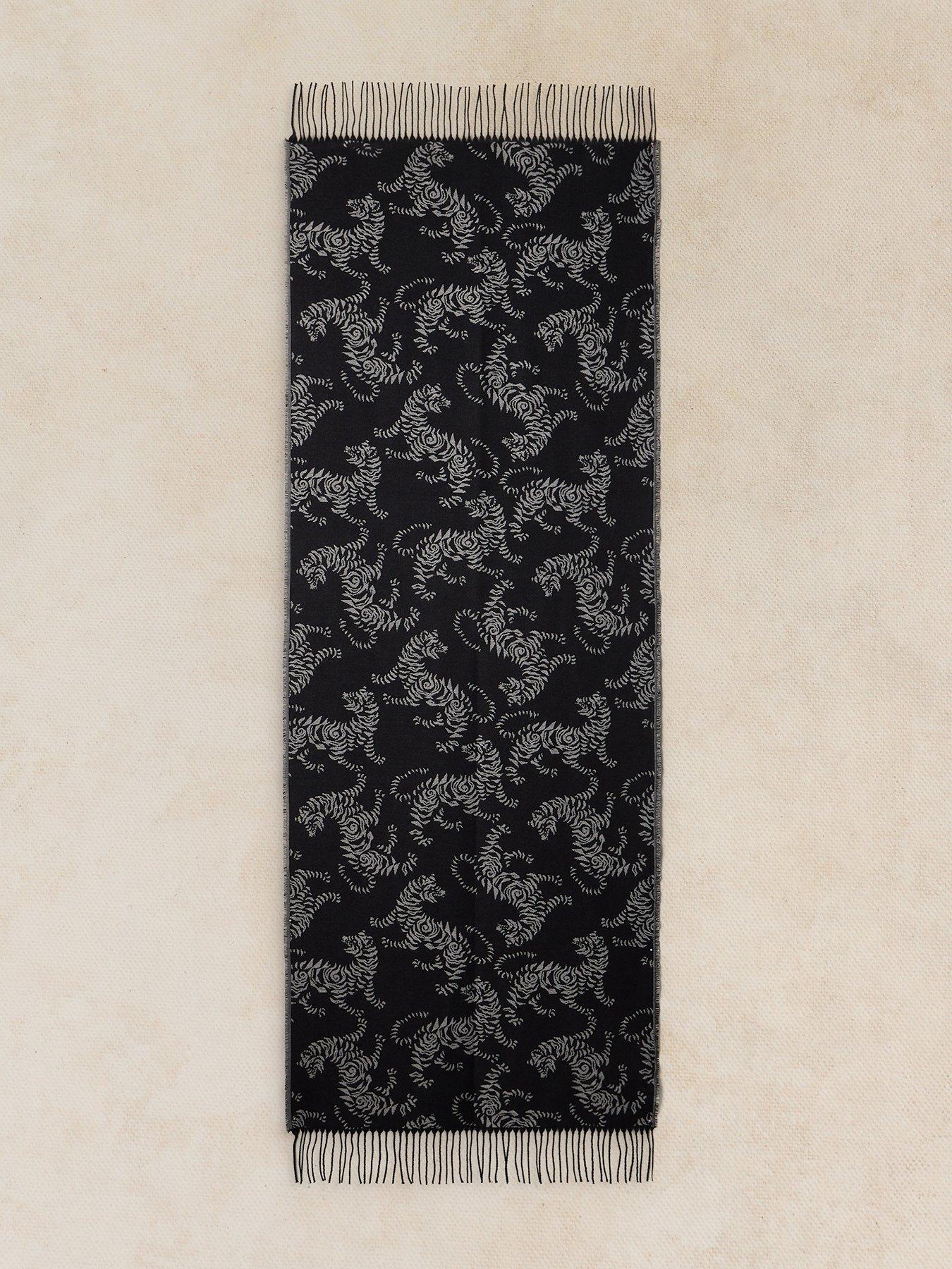 Image 2 of 3 of White Stuff Midweight Pattern Printed Scarf - Black