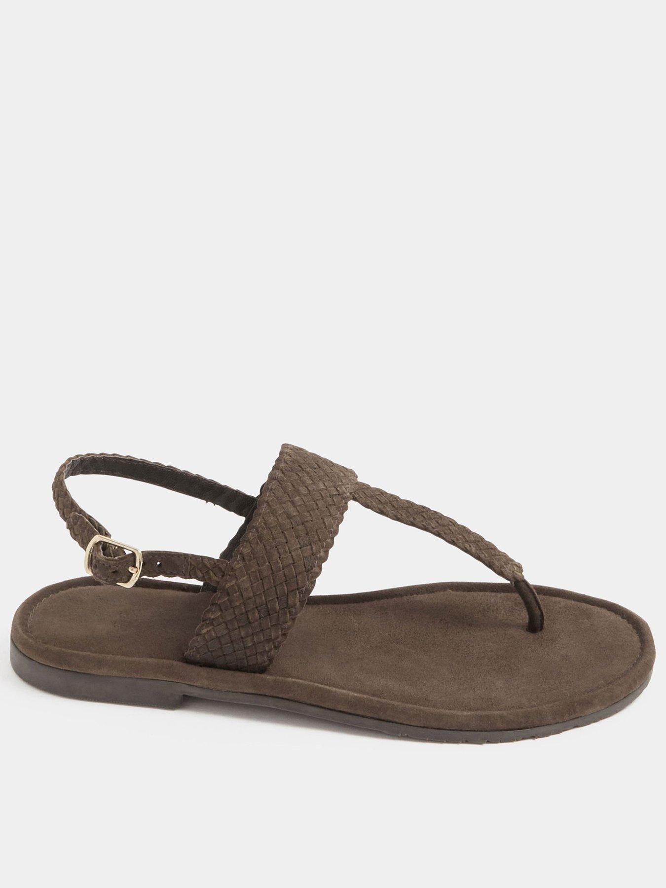 Yours Woven Toe Post Sandals In Extra EEE Wide Fit - Brown