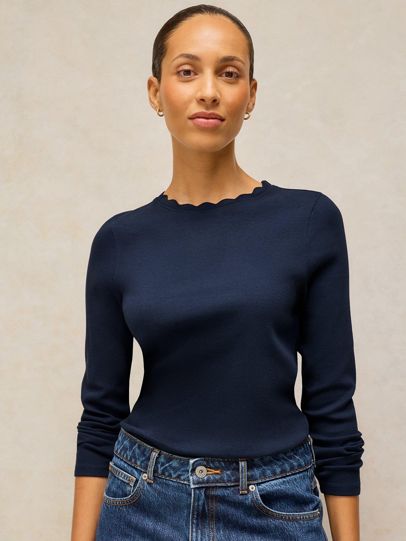 Image 1 of 5 of White Stuff Aida Scallop Ls Tee